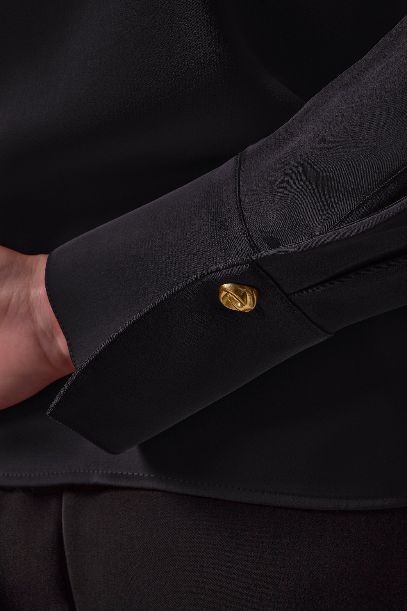 SATIN WRAP-EFFECT V-NECK TOP VIEW 7