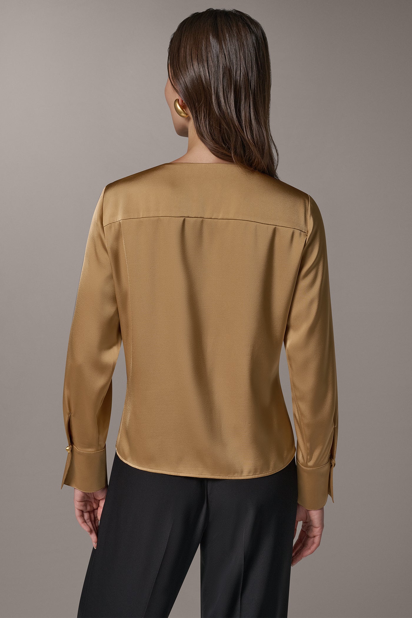 SATIN WRAP-EFFECT V-NECK TOP VIEW 4