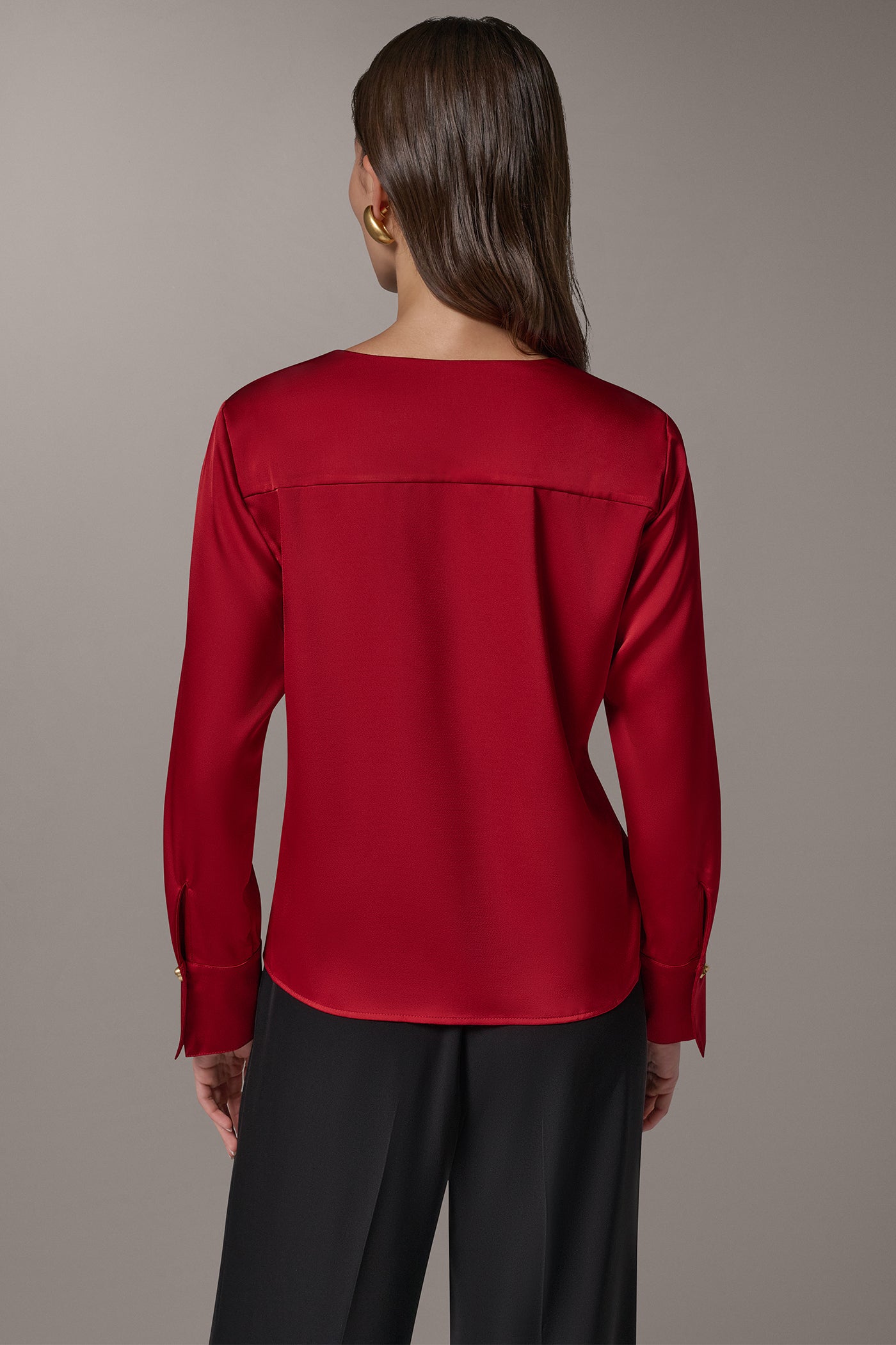 SATIN WRAP-EFFECT V-NECK TOP VIEW 5