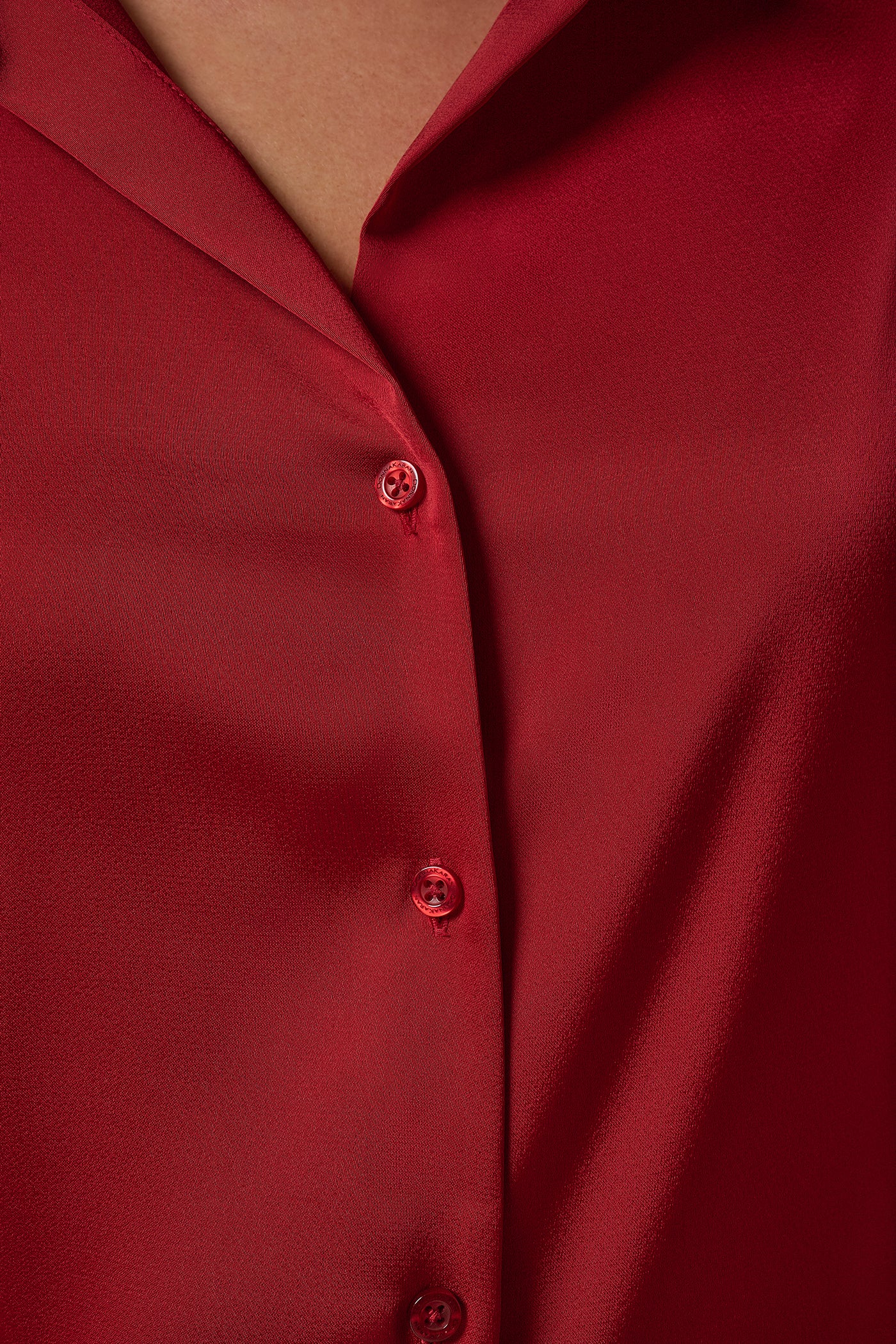 SATIN V-NECK BUTTON FRONT BLOUSE VIEW 8