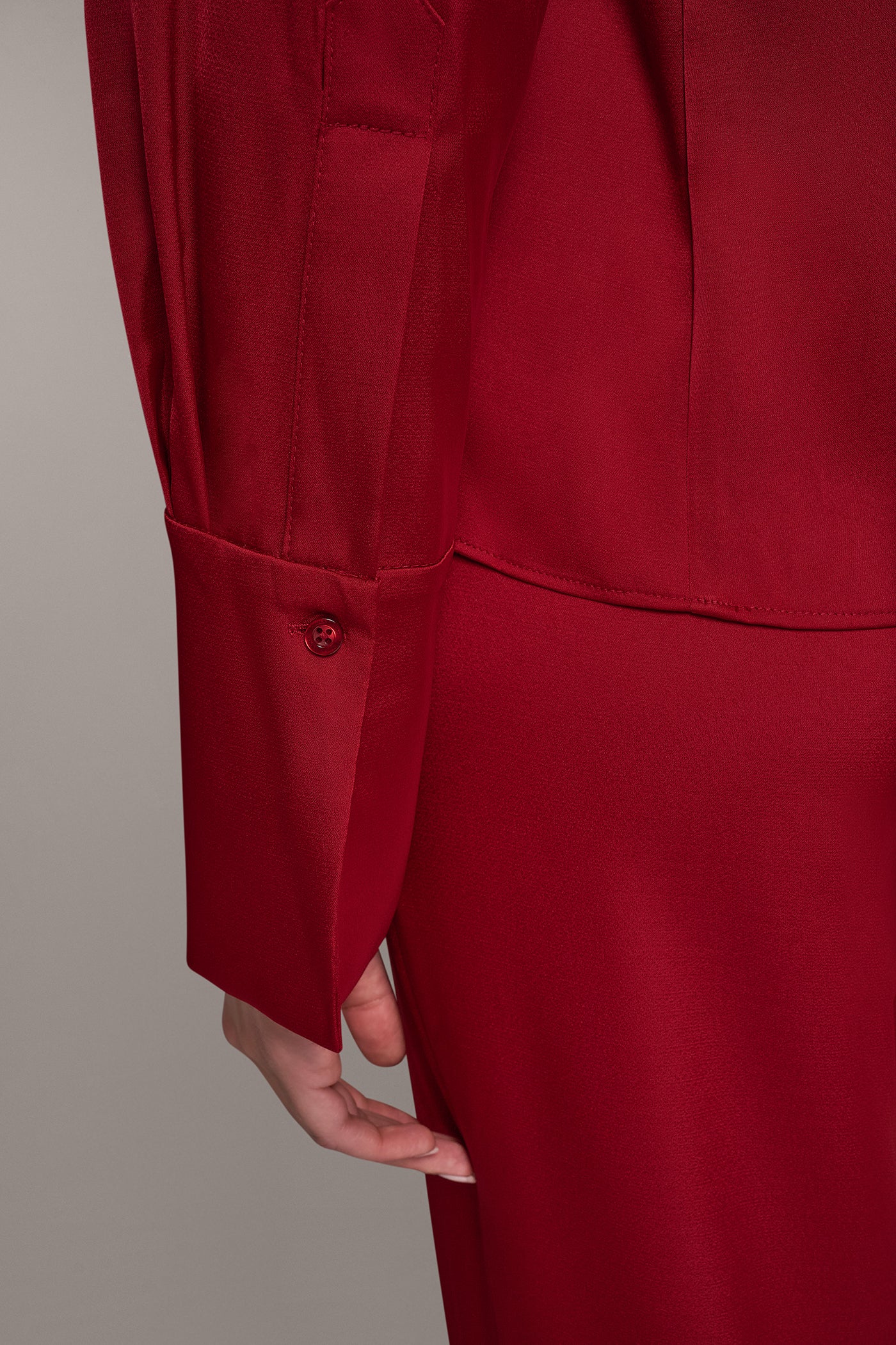 SATIN V-NECK BUTTON FRONT BLOUSE VIEW 7