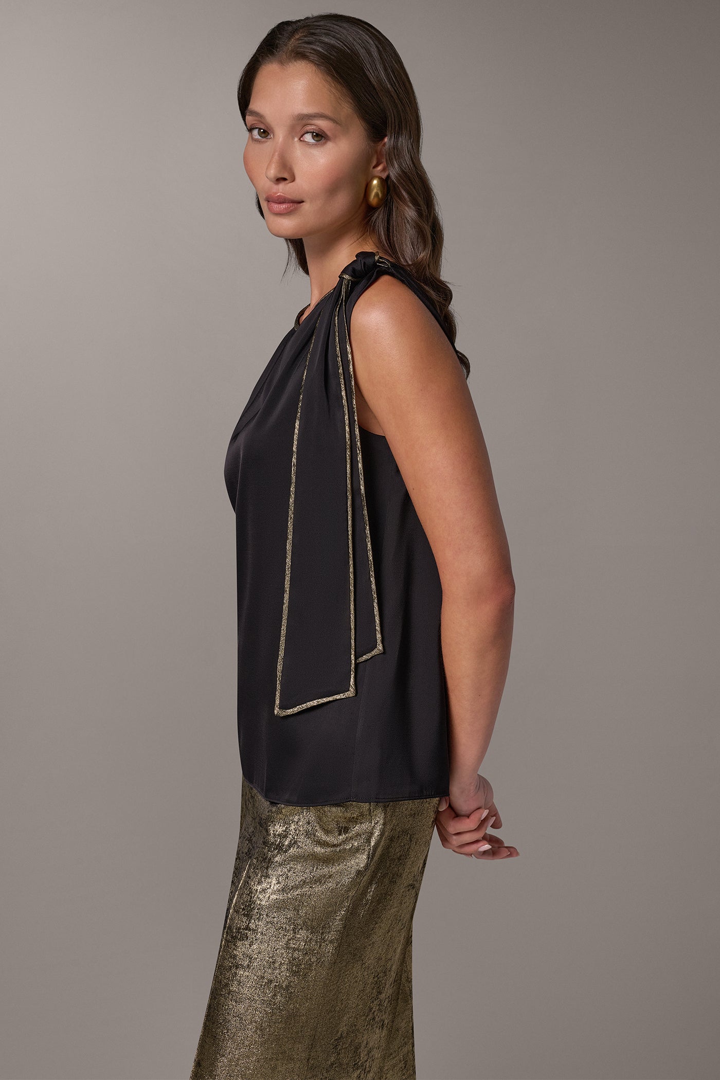 SATIN TIE SHOULDER TOP VIEW 4