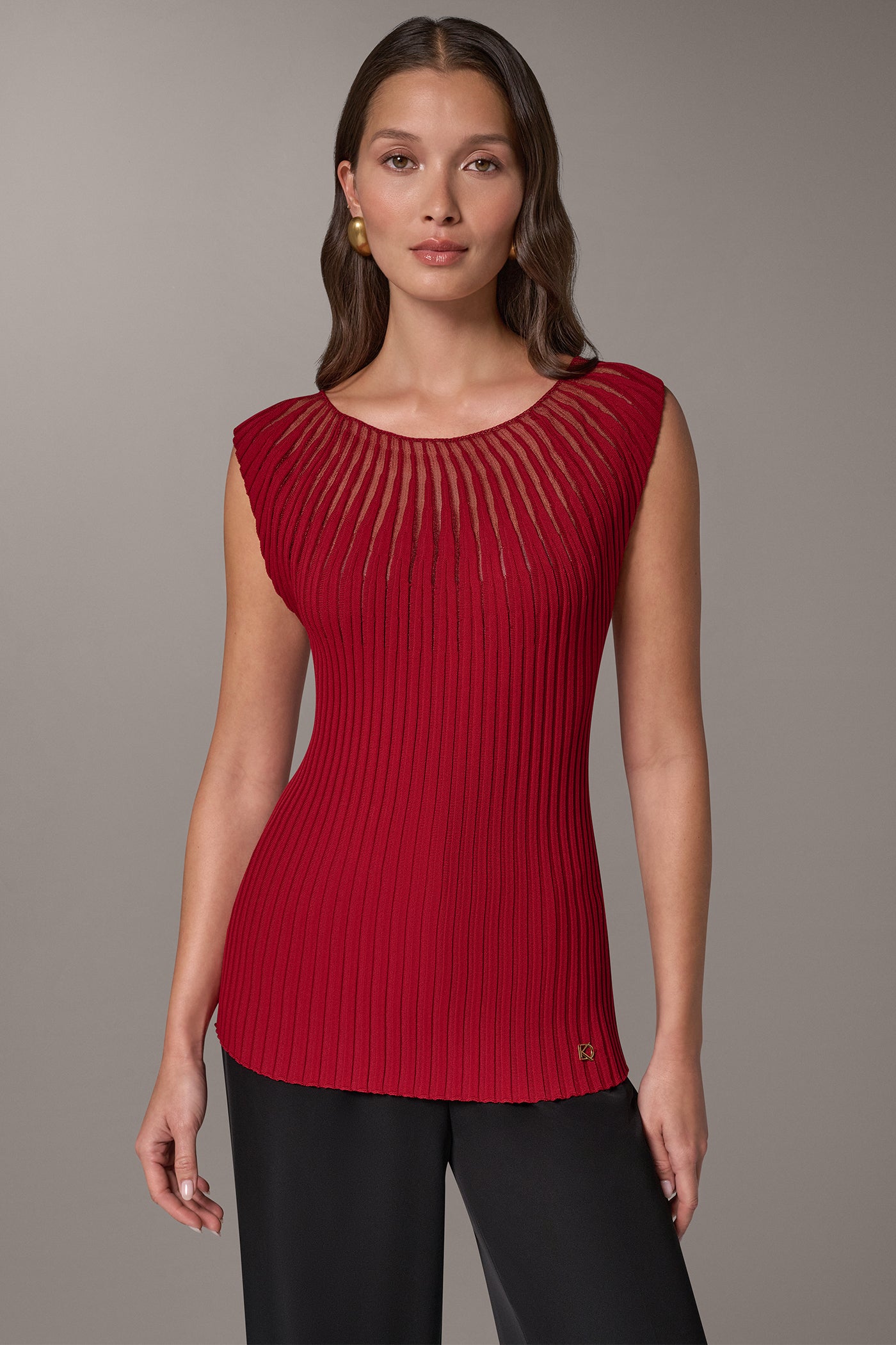 RIBBED SLEEVLESS SWEATER VIEW 1 | New Arrivals
