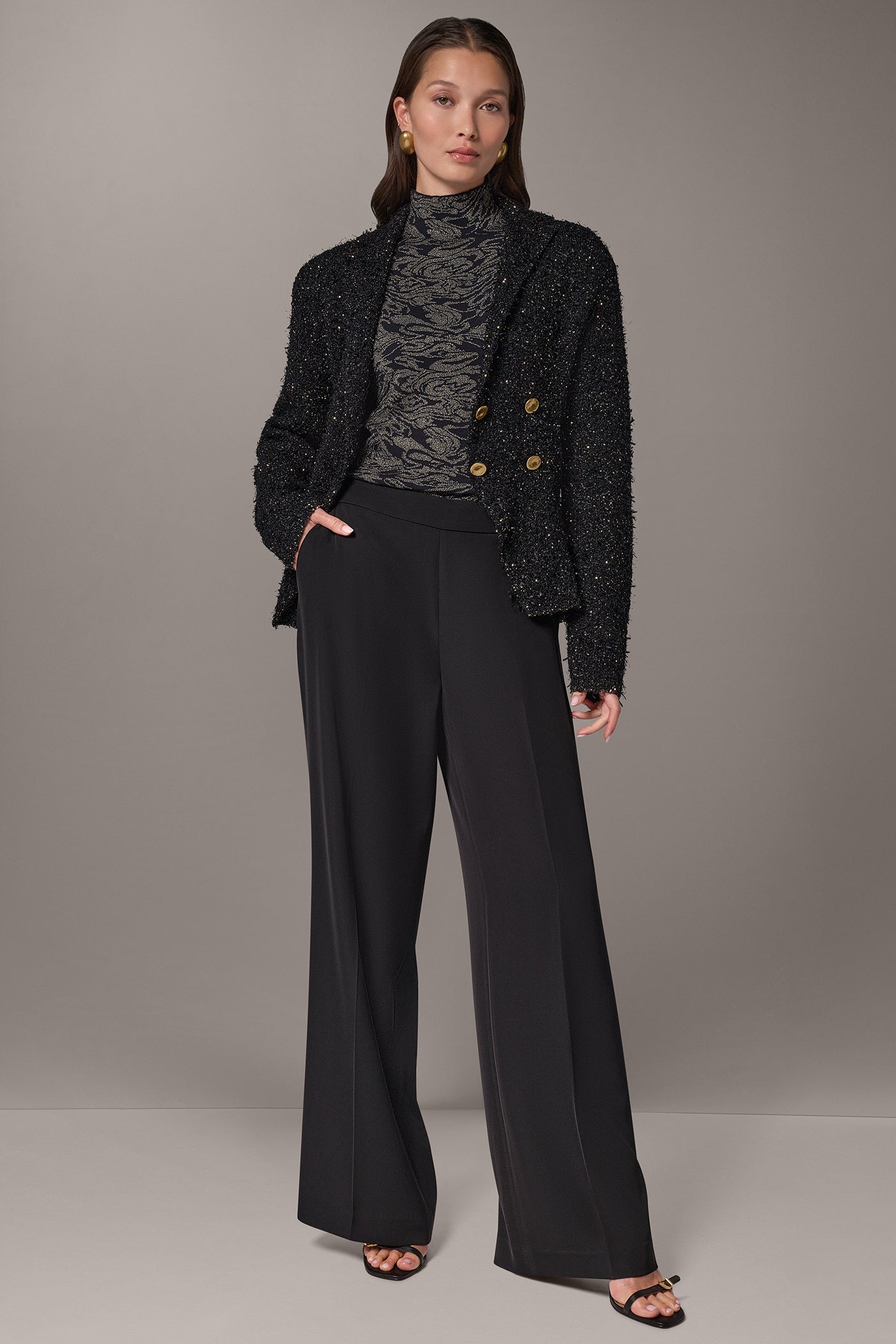 CROPPED BOUCLÉ DOUBLE BREASTED BLAZER VIEW 13