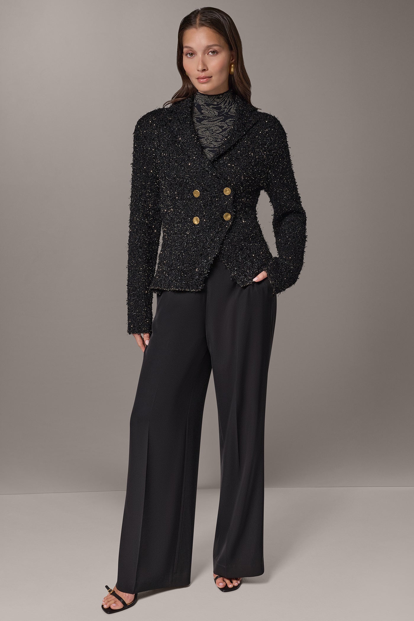 CROPPED BOUCLÉ DOUBLE BREASTED BLAZER VIEW 14