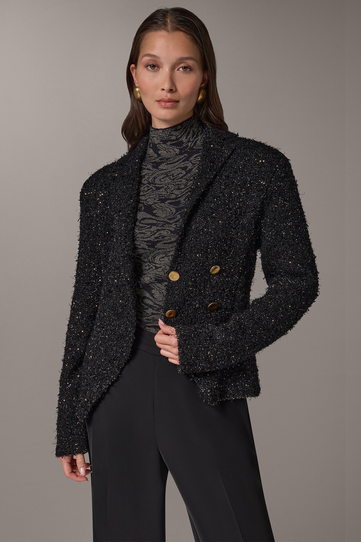 CROPPED BOUCLÉ DOUBLE BREASTED BLAZER VIEW 15