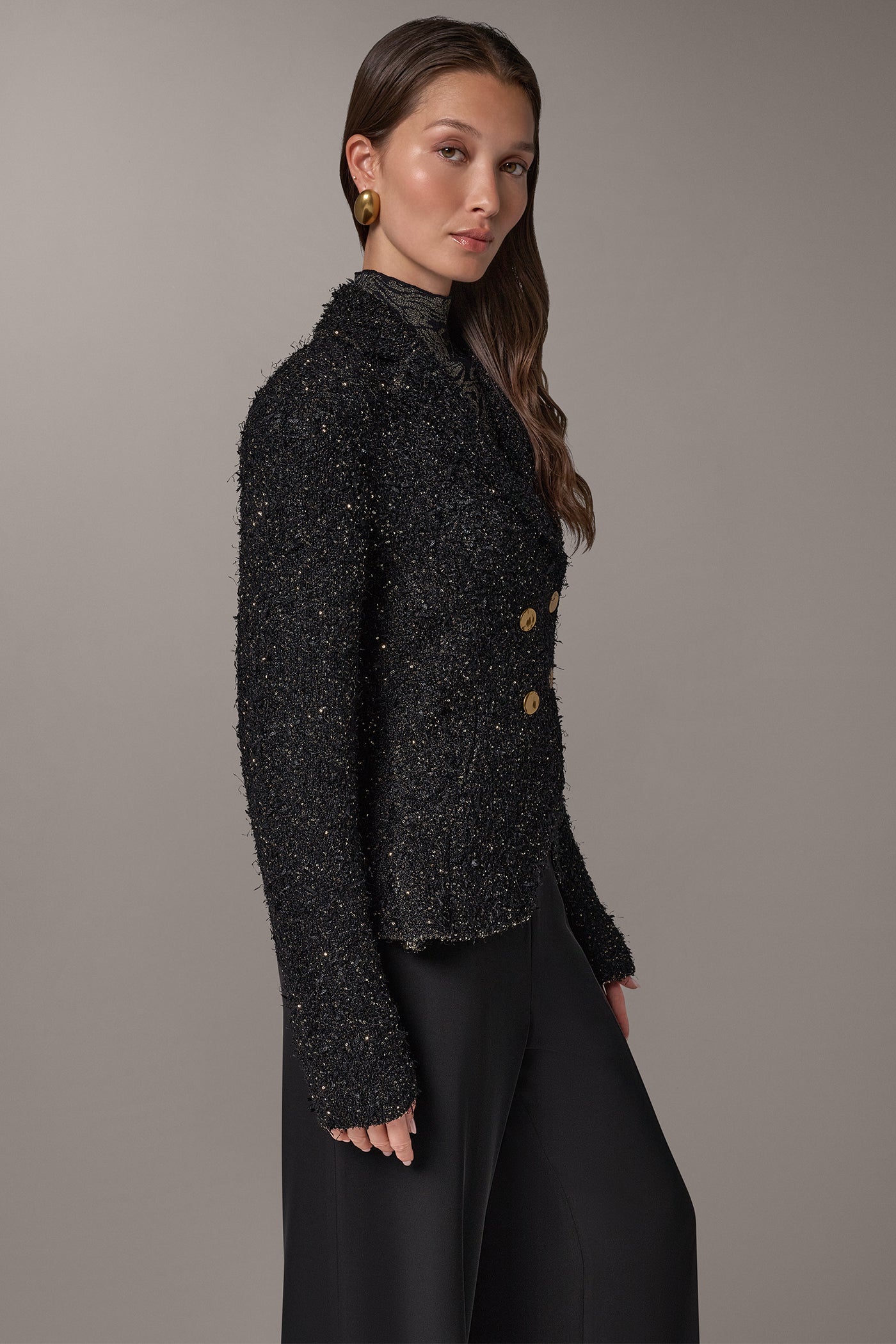 CROPPED BOUCLÉ DOUBLE BREASTED BLAZER VIEW 4