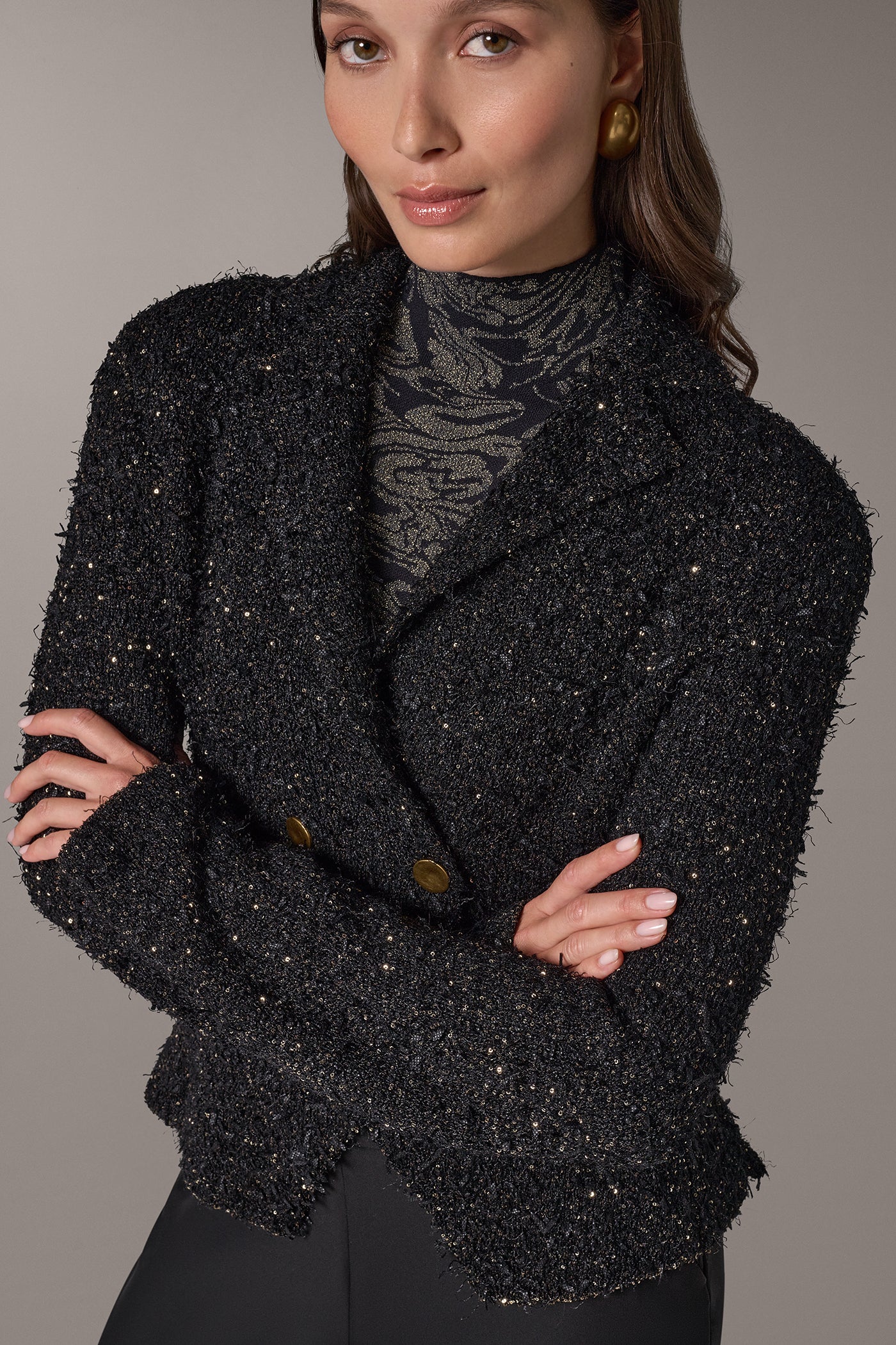 CROPPED BOUCLÉ DOUBLE BREASTED BLAZER VIEW 5