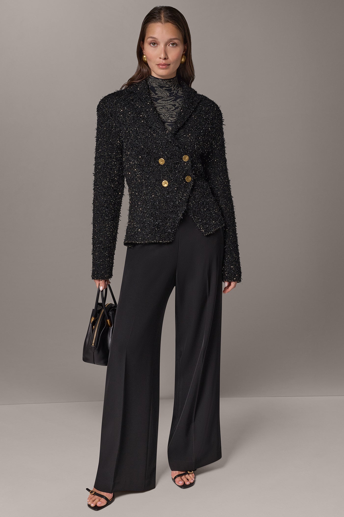 CROPPED BOUCLÉ DOUBLE BREASTED BLAZER VIEW 7