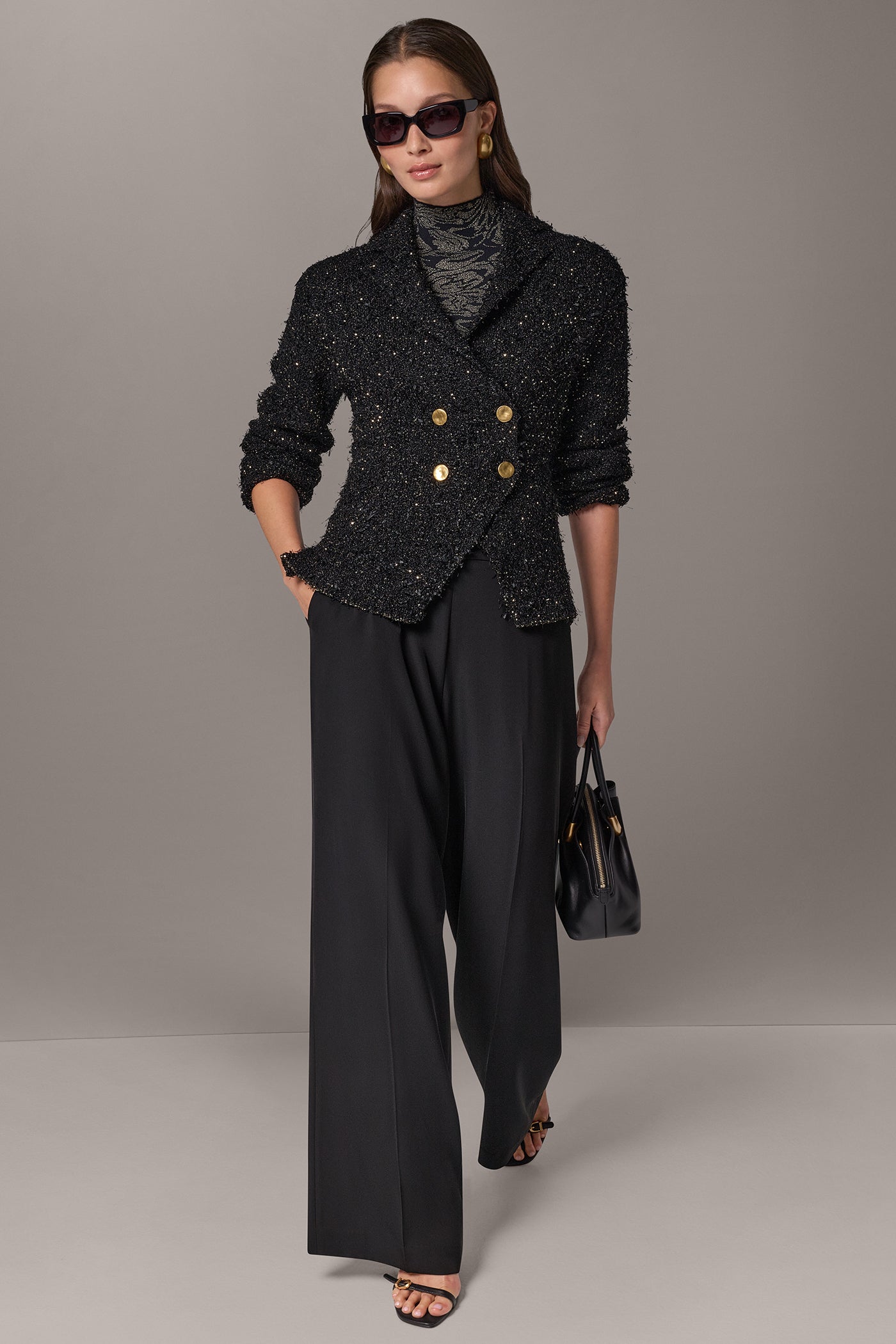 CROPPED BOUCLÉ DOUBLE BREASTED BLAZER VIEW 8