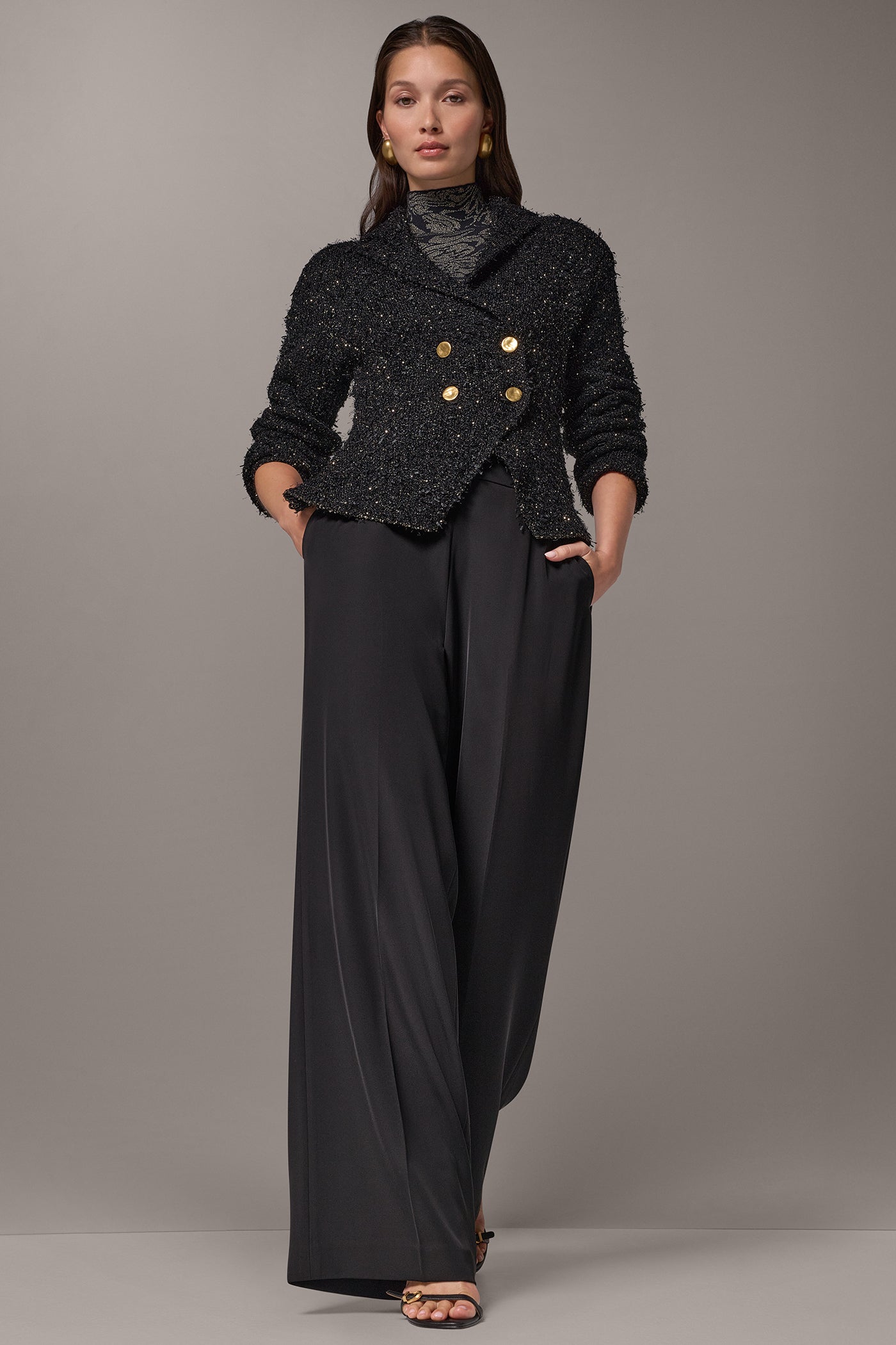 CROPPED BOUCLÉ DOUBLE BREASTED BLAZER VIEW 9