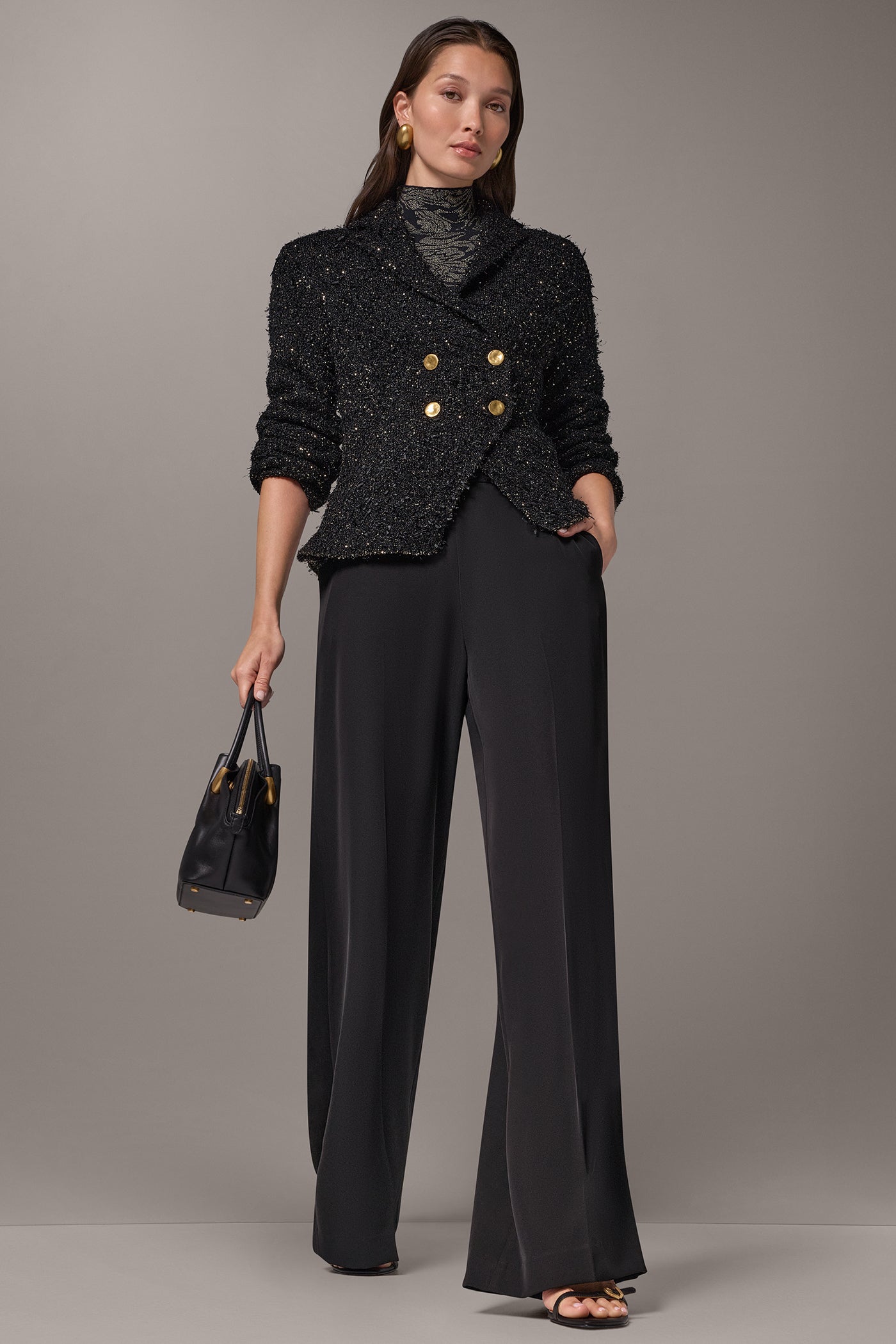 CROPPED BOUCLÉ DOUBLE BREASTED BLAZER VIEW 10