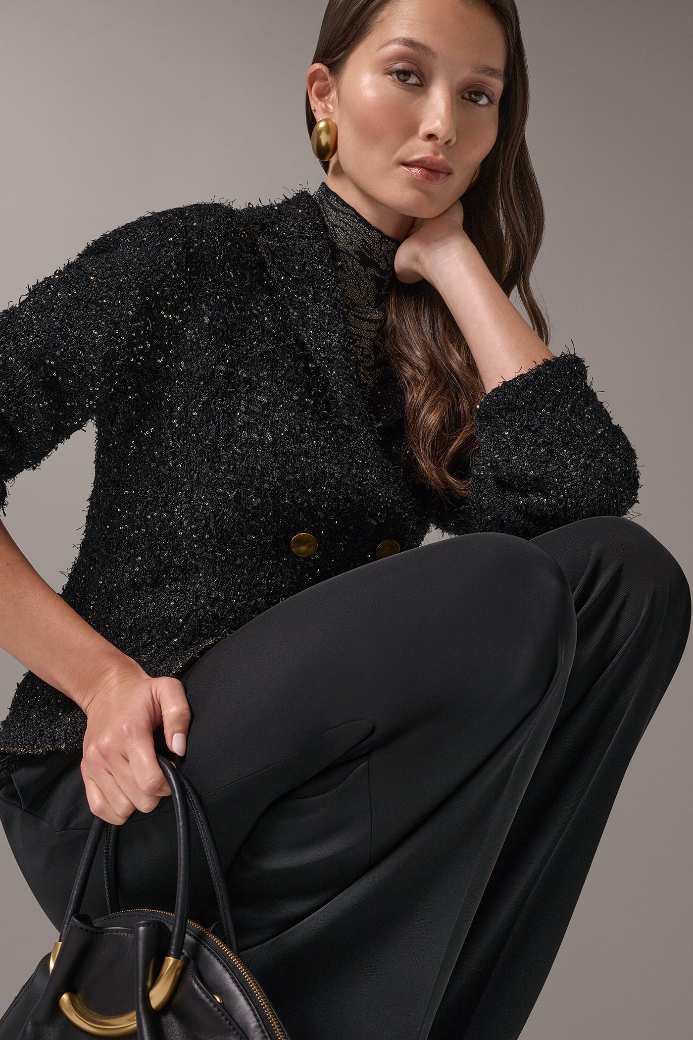 CROPPED BOUCLÉ DOUBLE BREASTED BLAZER VIEW 12