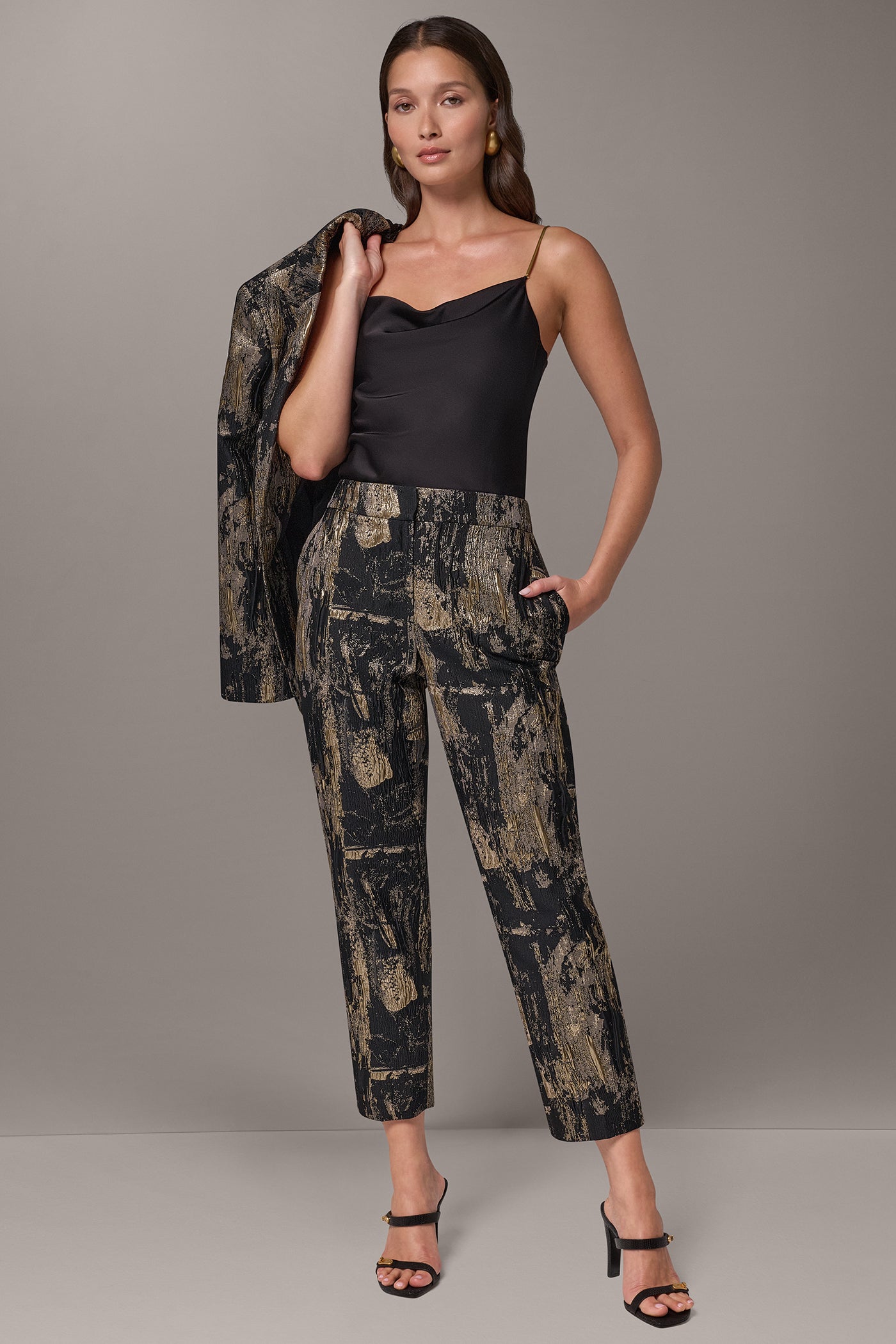 METALLIC STRAIGHT-LEG PANT VIEW 6
