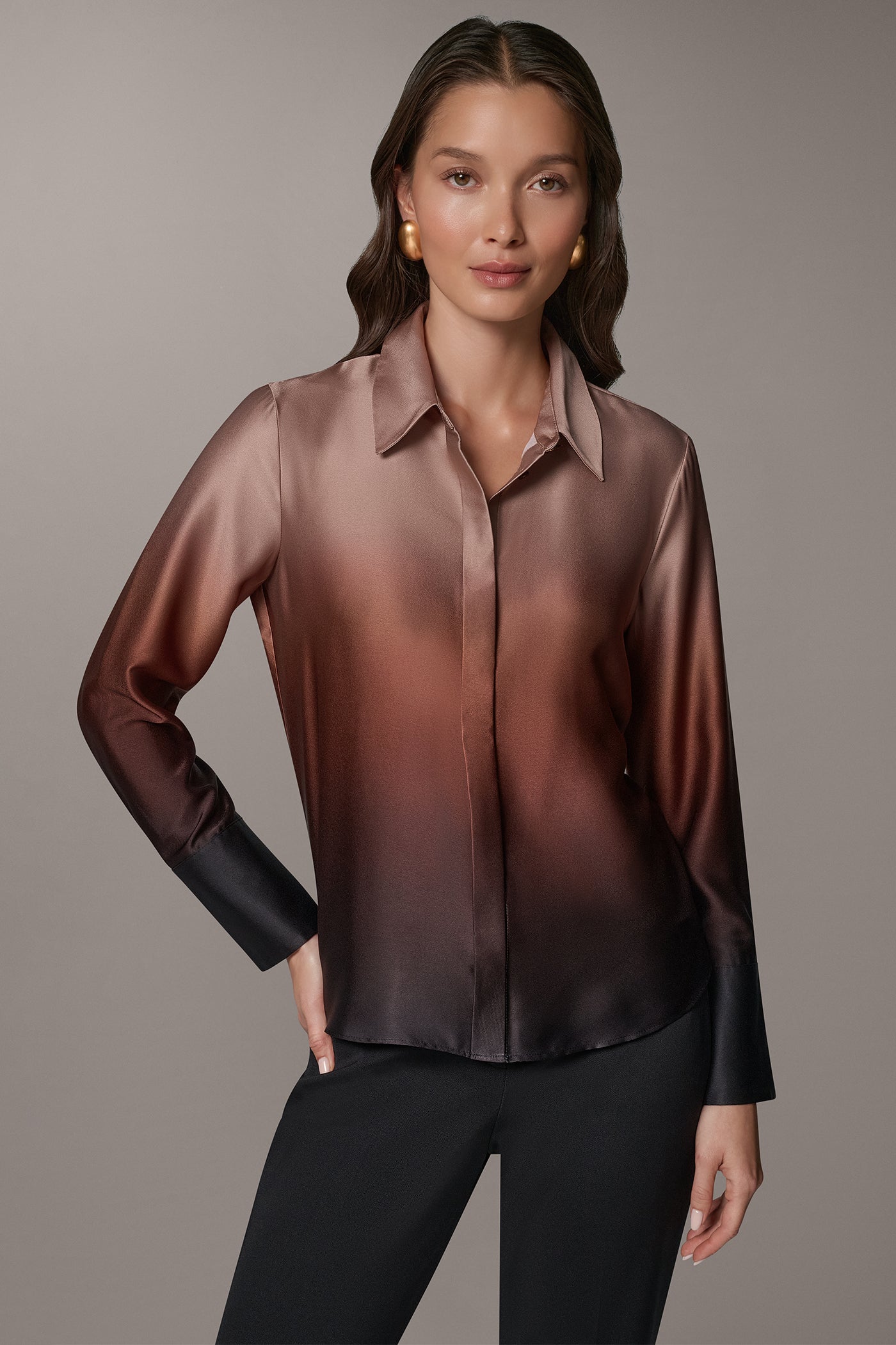 SATIN OMBRÉ BLOUSE VIEW 1