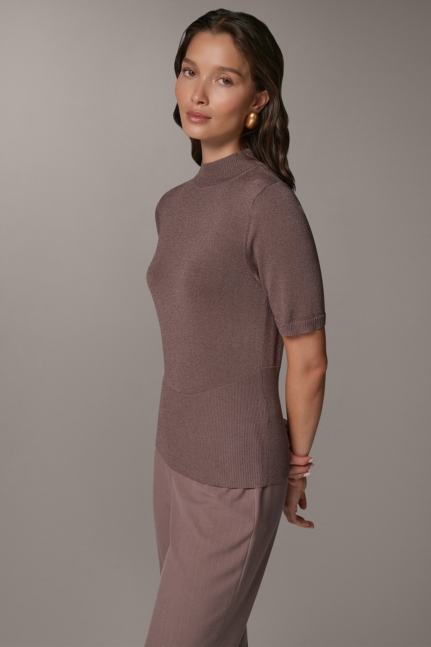 METALLIC MOCK-NECK SWEATER VIEW 2