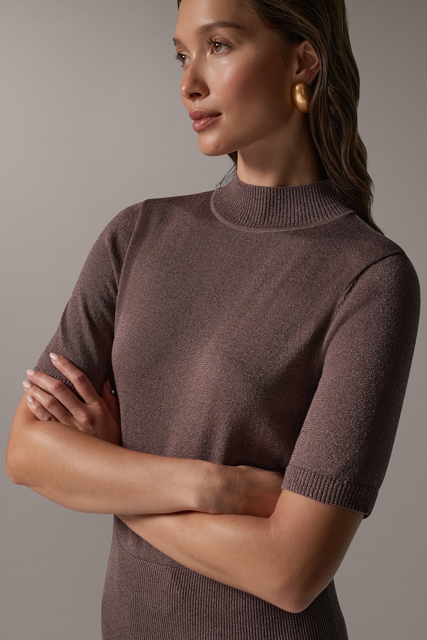 METALLIC MOCK-NECK SWEATER VIEW 4