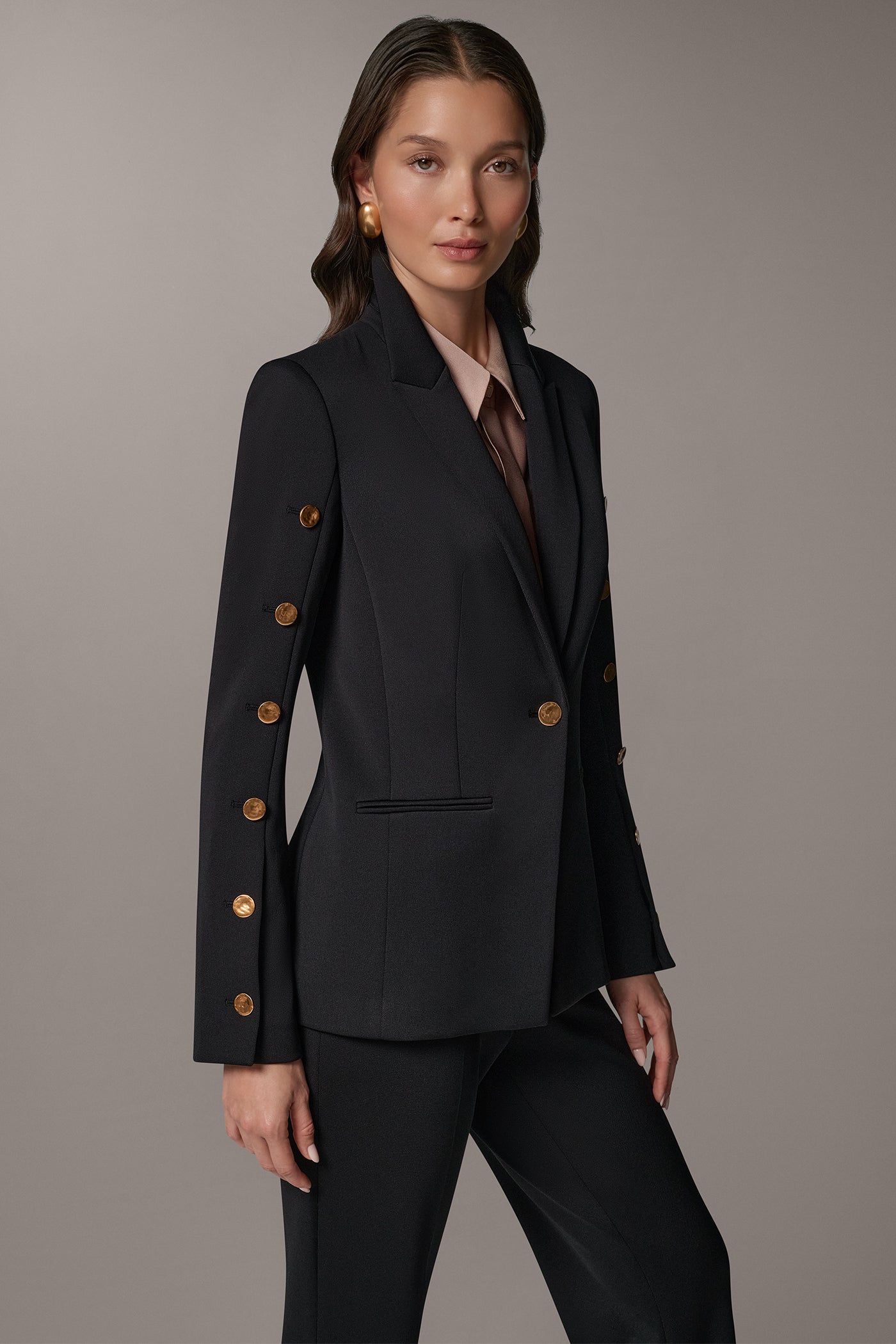 GOLD BUTTON SLEEVE SUIT BLAZER VIEW 2