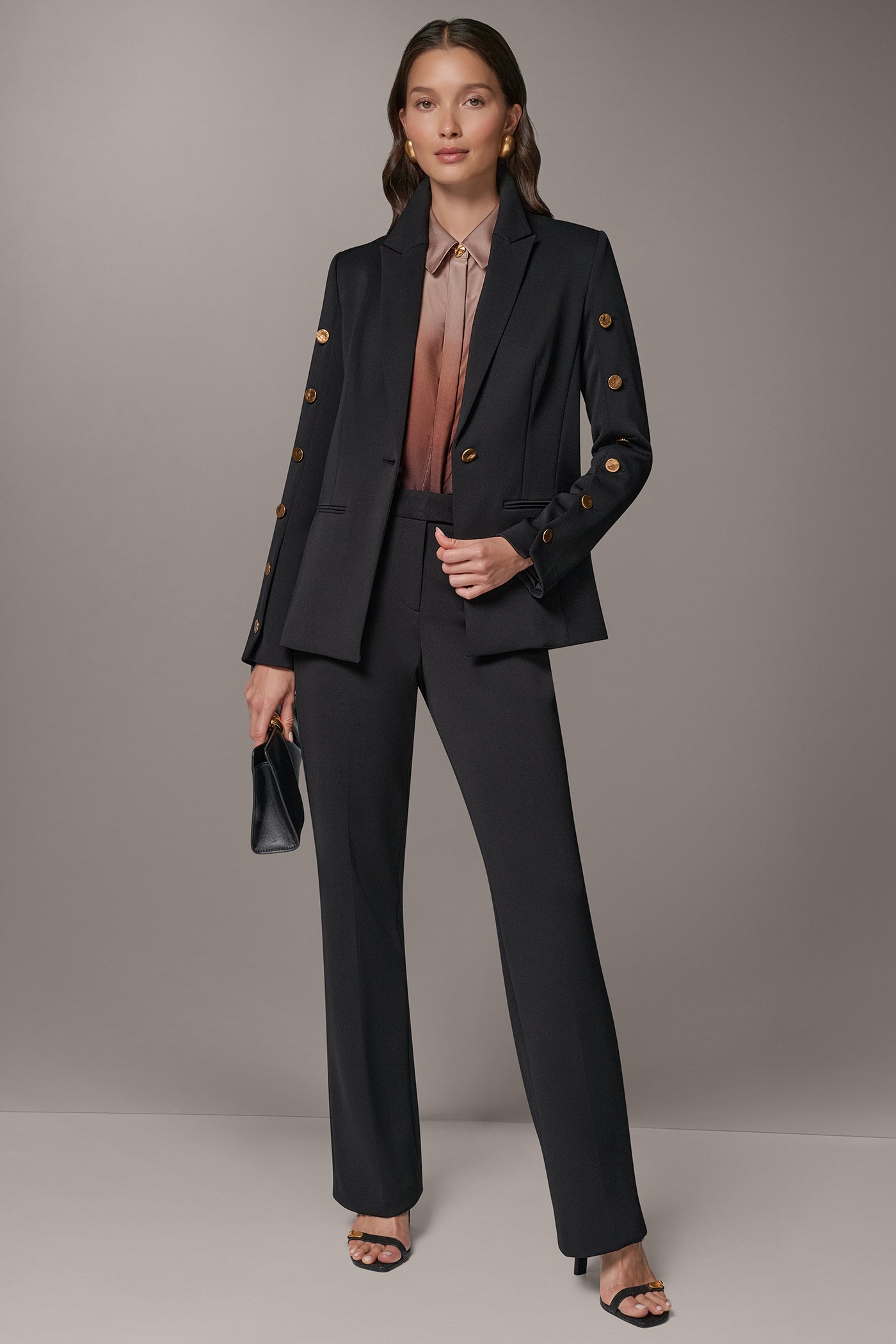 GOLD BUTTON SLEEVE SUIT BLAZER VIEW 10