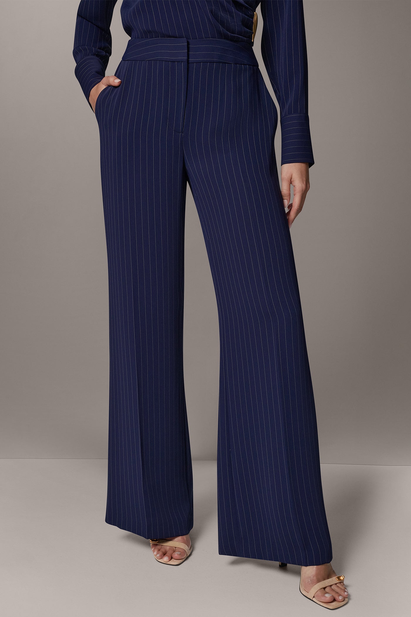 WIDE LEG PINSTRIPE TROUSER VIEW 1