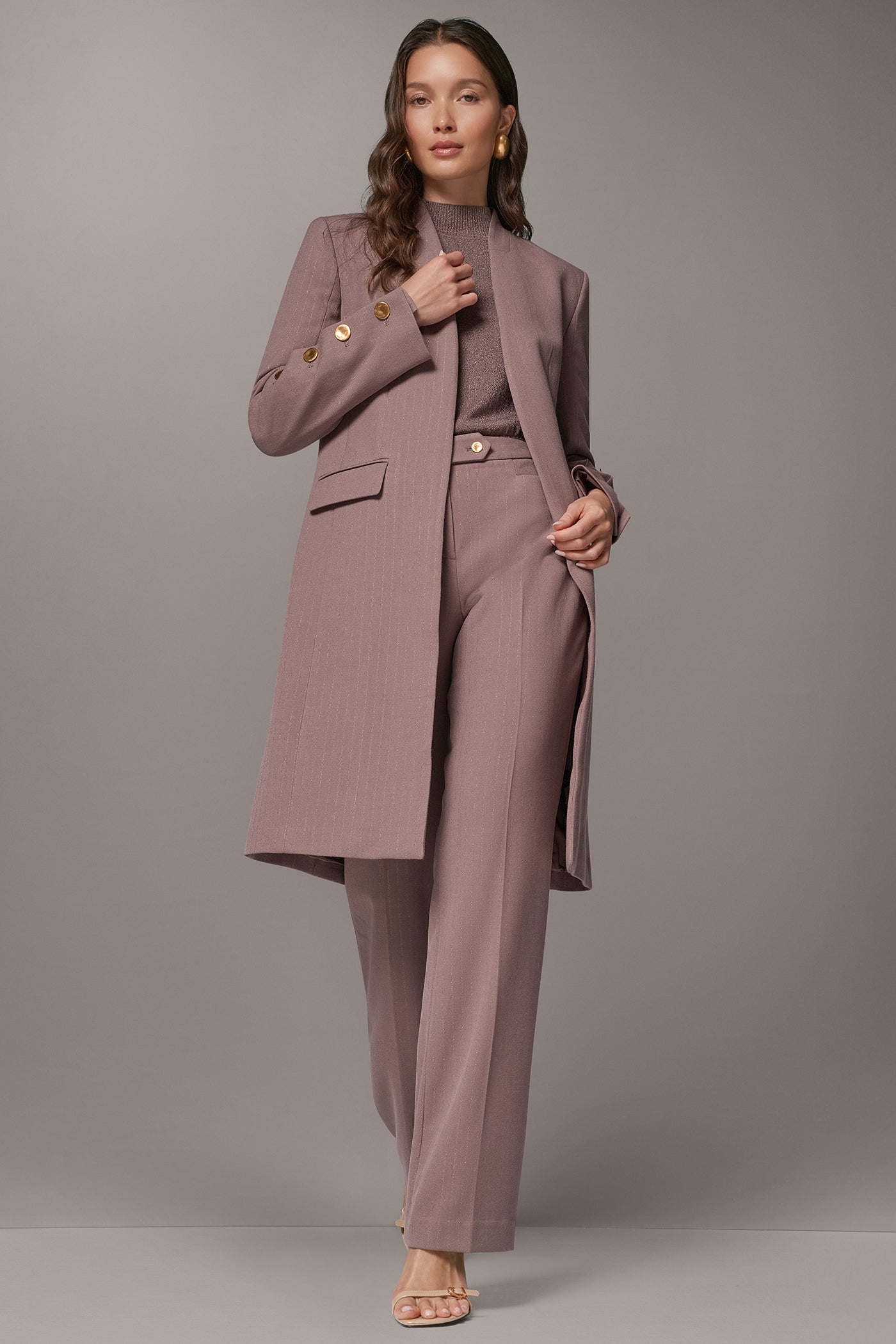 PINSTRIPE LONGLINE SUIT JACKET VIEW 9