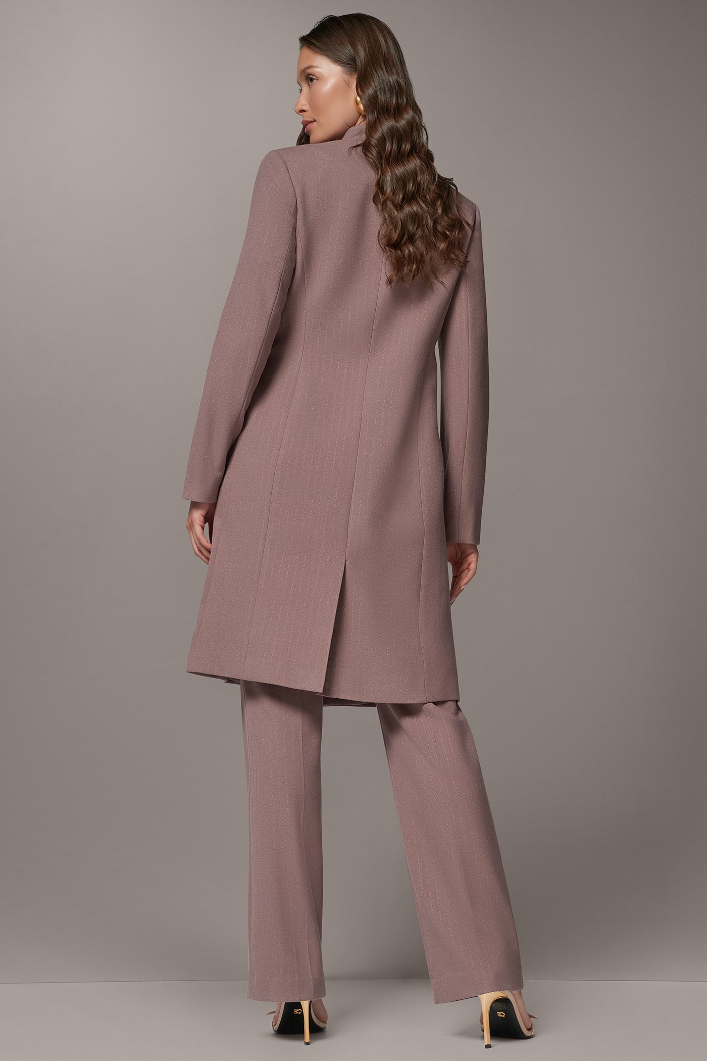 PINSTRIPE LONGLINE SUIT JACKET VIEW 5