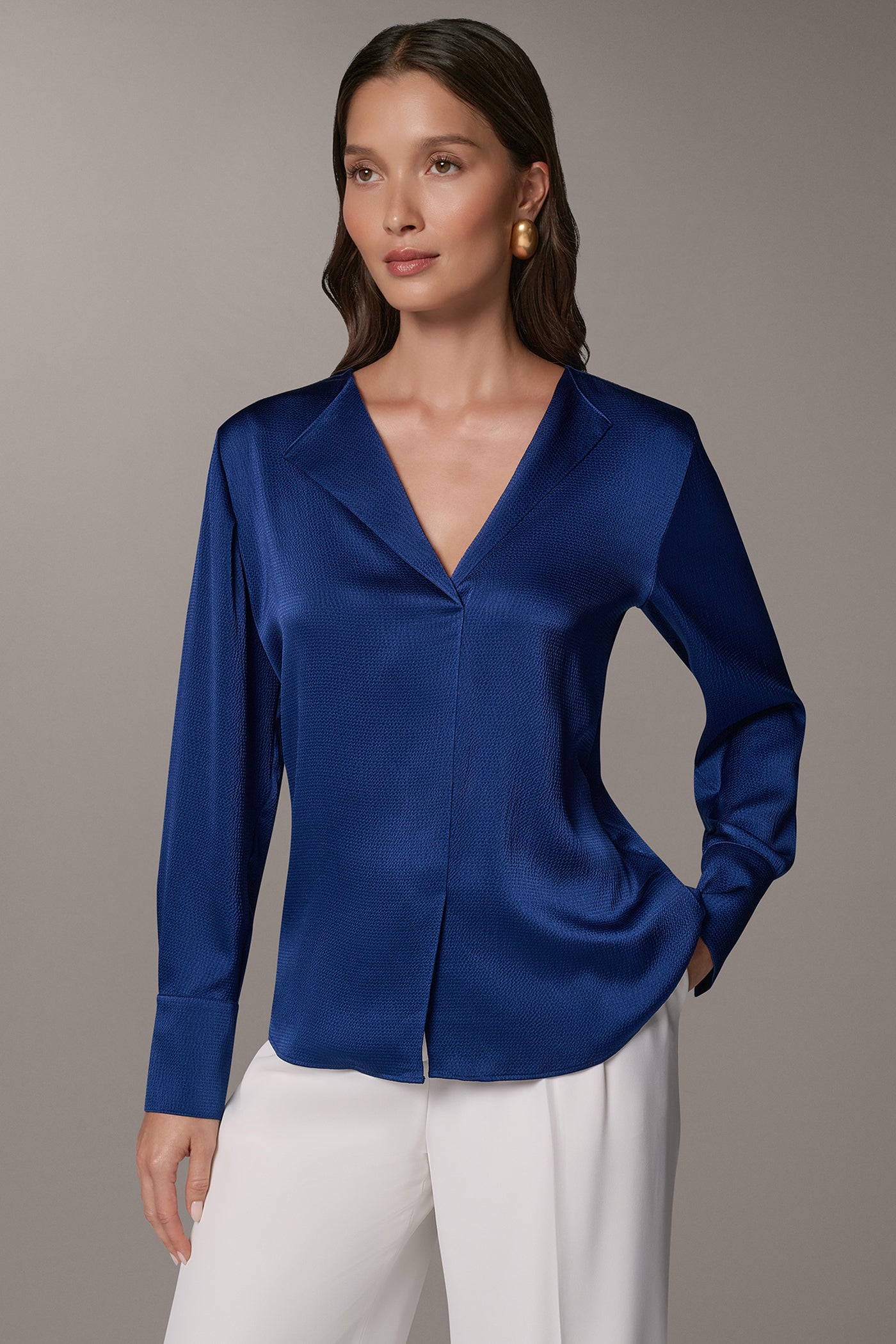 OFF-CENTER V-NECK BLOUSE