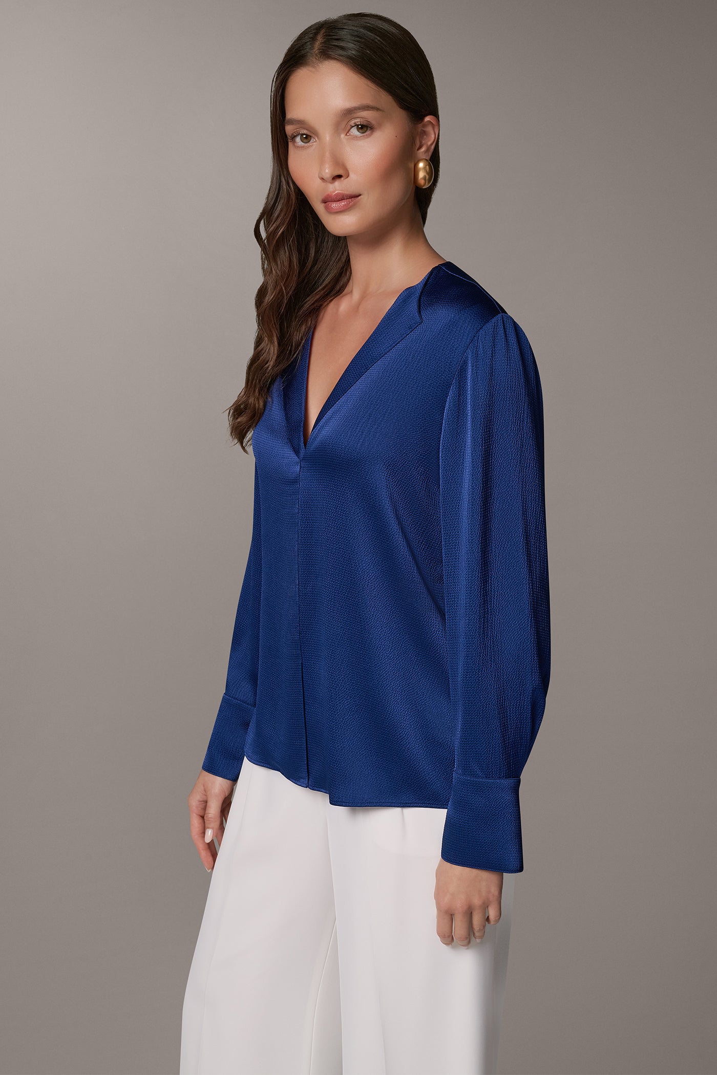 OFF-CENTER V-NECK BLOUSE (alternate view)