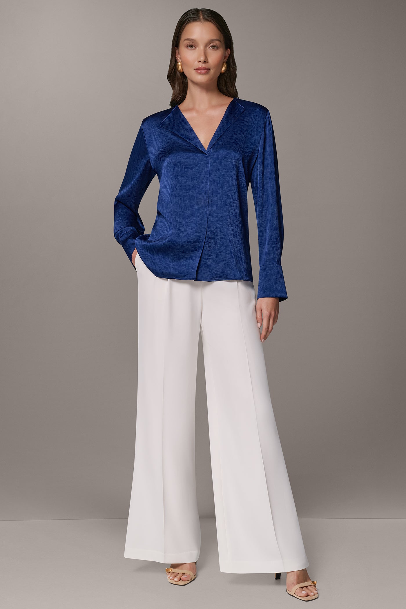 OFF-CENTER V-NECK BLOUSE VIEW 8 | Clothing