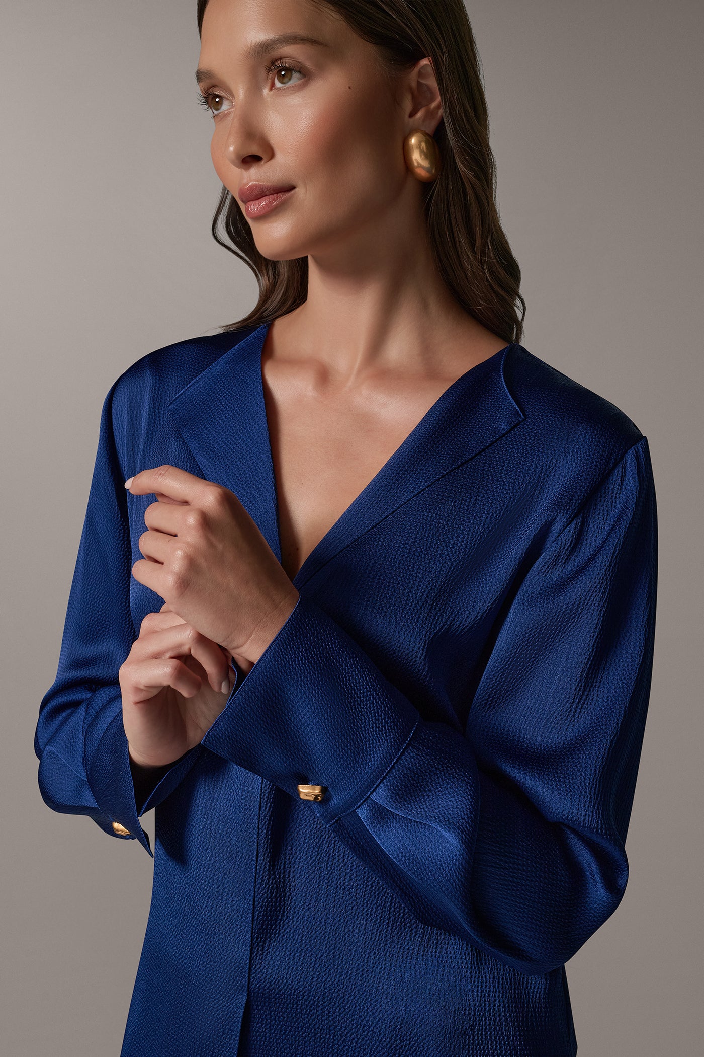 OFF-CENTER V-NECK BLOUSE VIEW 4 | Clothing