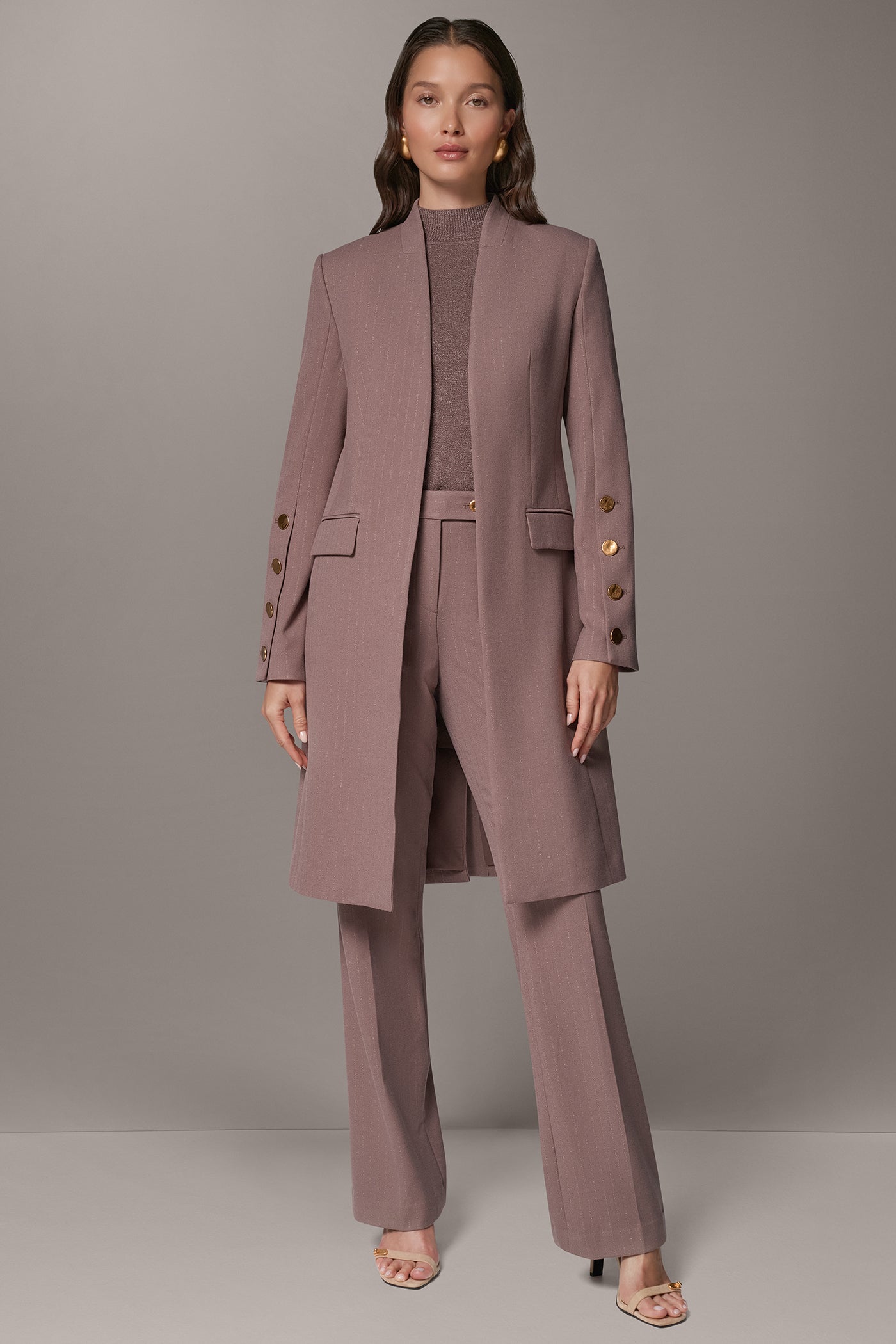 PINSTRIPE LONGLINE SUIT JACKET VIEW 6