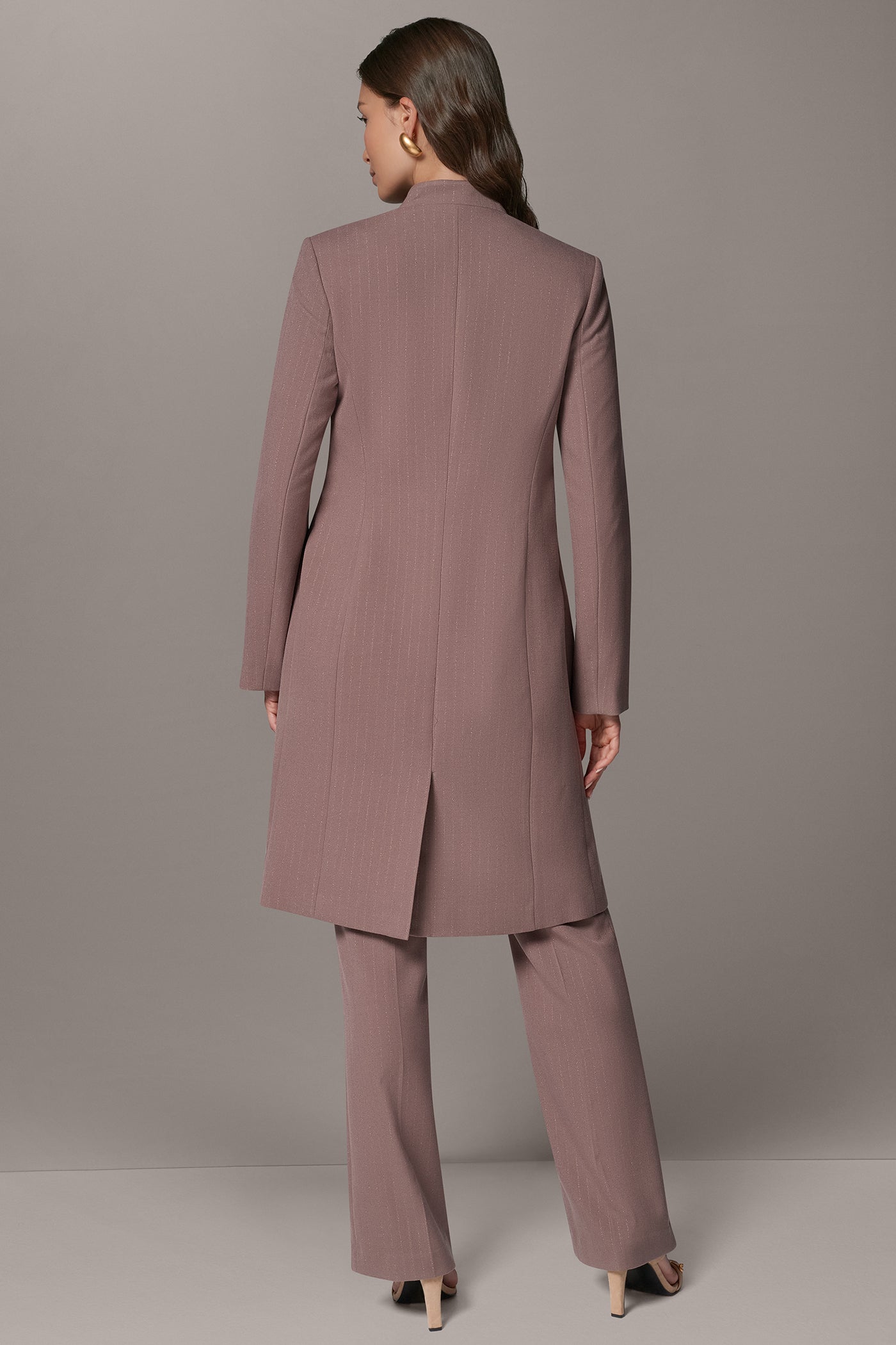PINSTRIPE LONGLINE SUIT JACKET VIEW 7