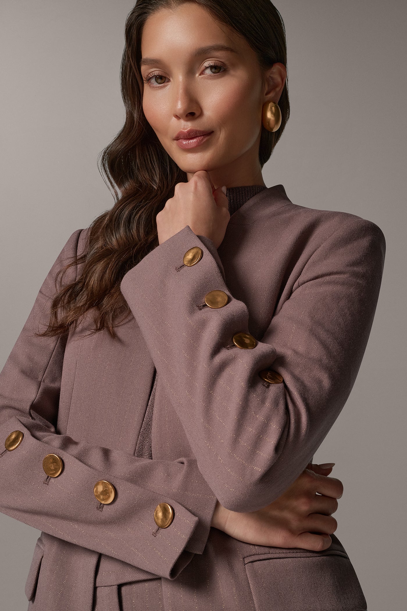 PINSTRIPE LONGLINE SUIT JACKET VIEW 2