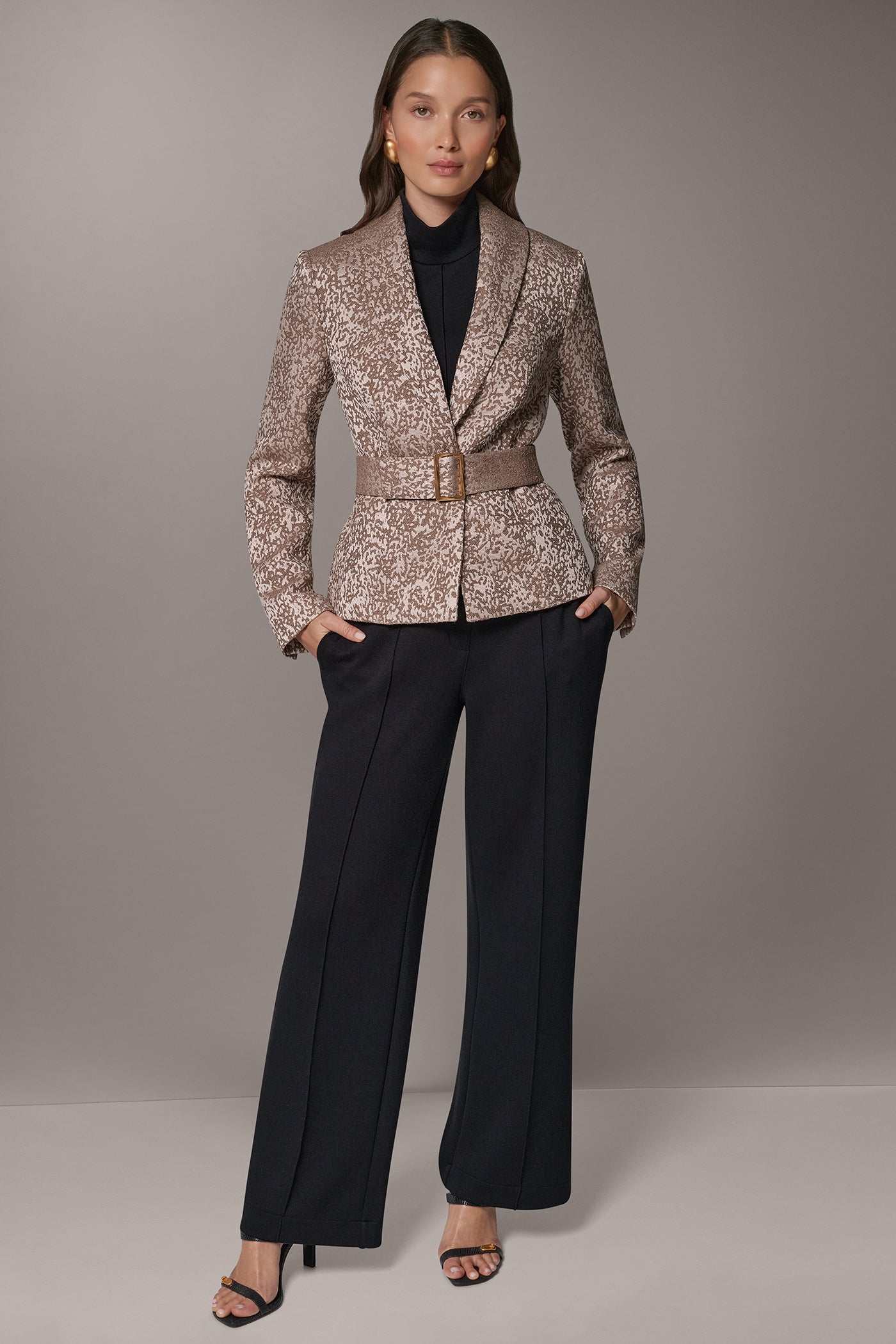 CROPPED ABSTRACT PRINT SUIT BLAZER VIEW 8