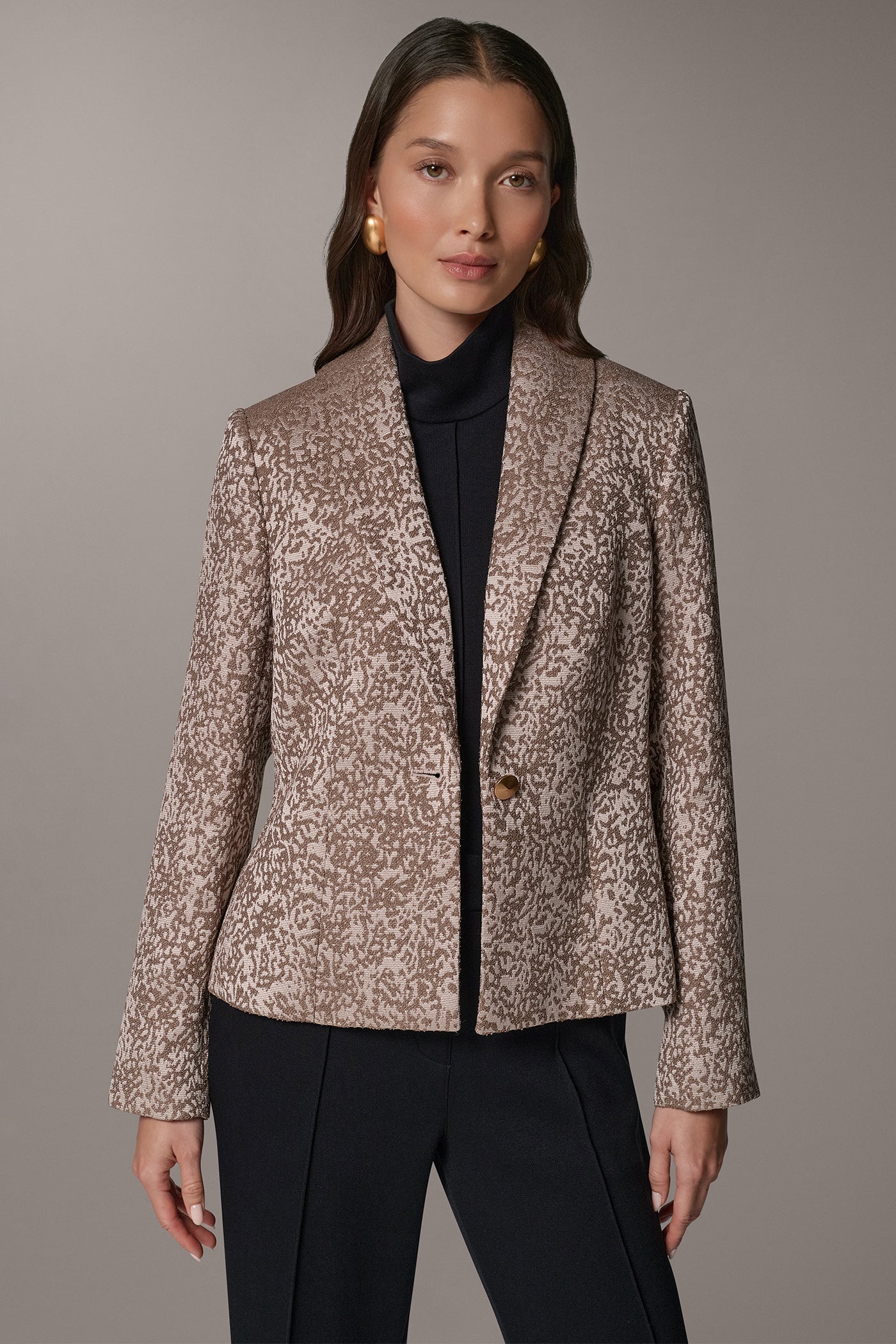 CROPPED ABSTRACT PRINT SUIT BLAZER VIEW 7
