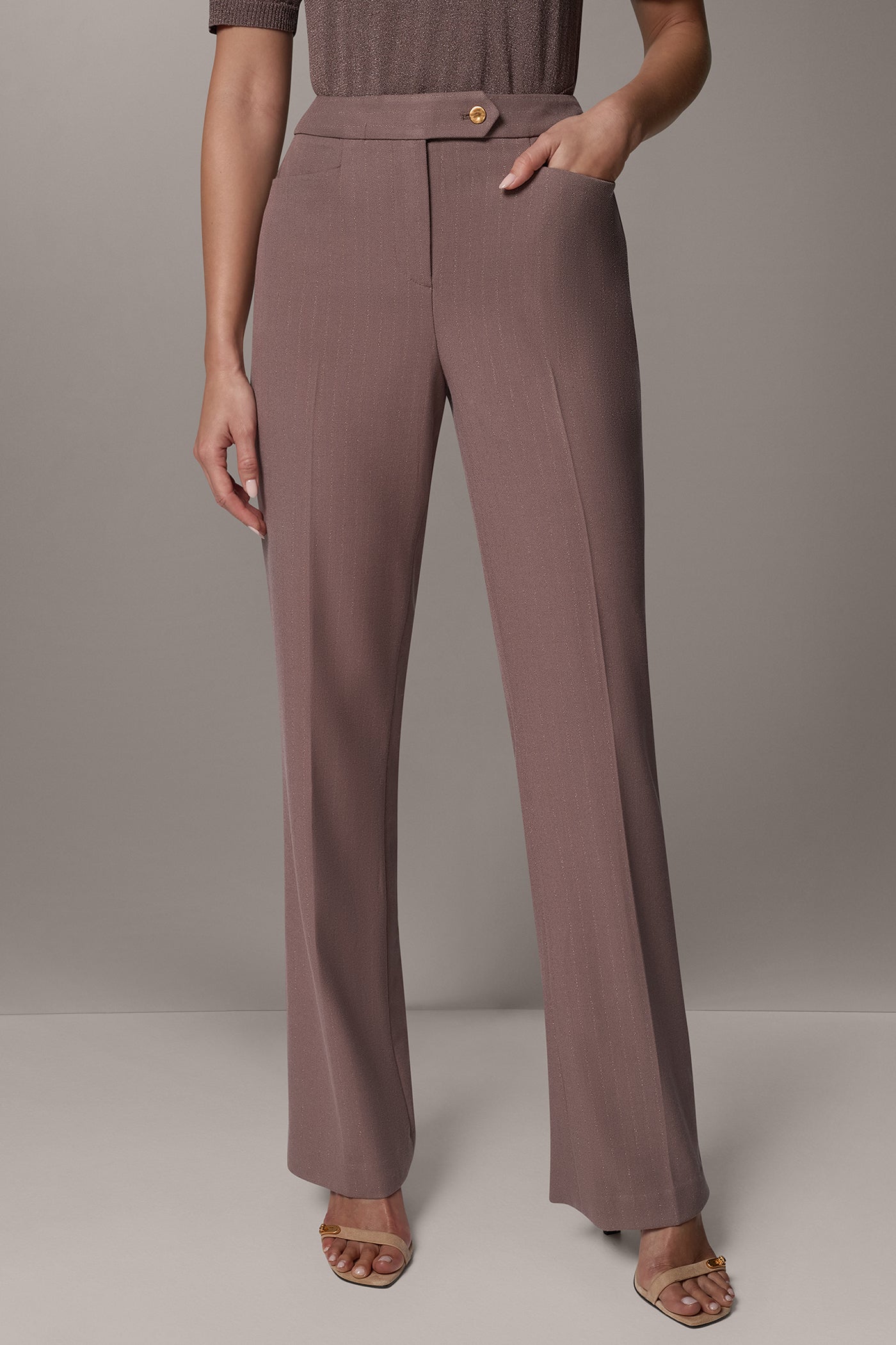 MID-RISE PINSTRIPE BOOTCUT SUIT PANT VIEW 1