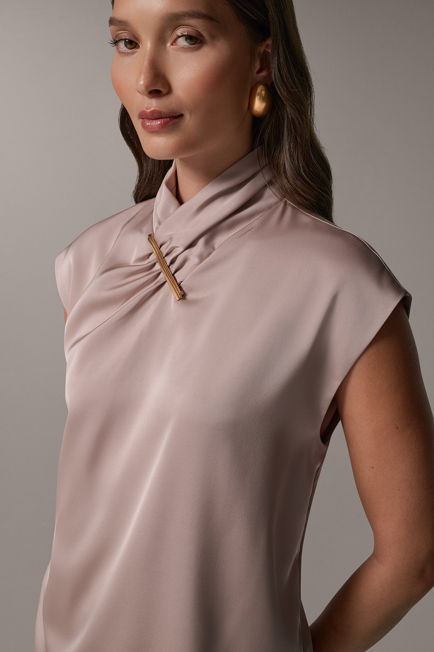 SATIN TWIST NECK TOP VIEW 4 | New Arrivals