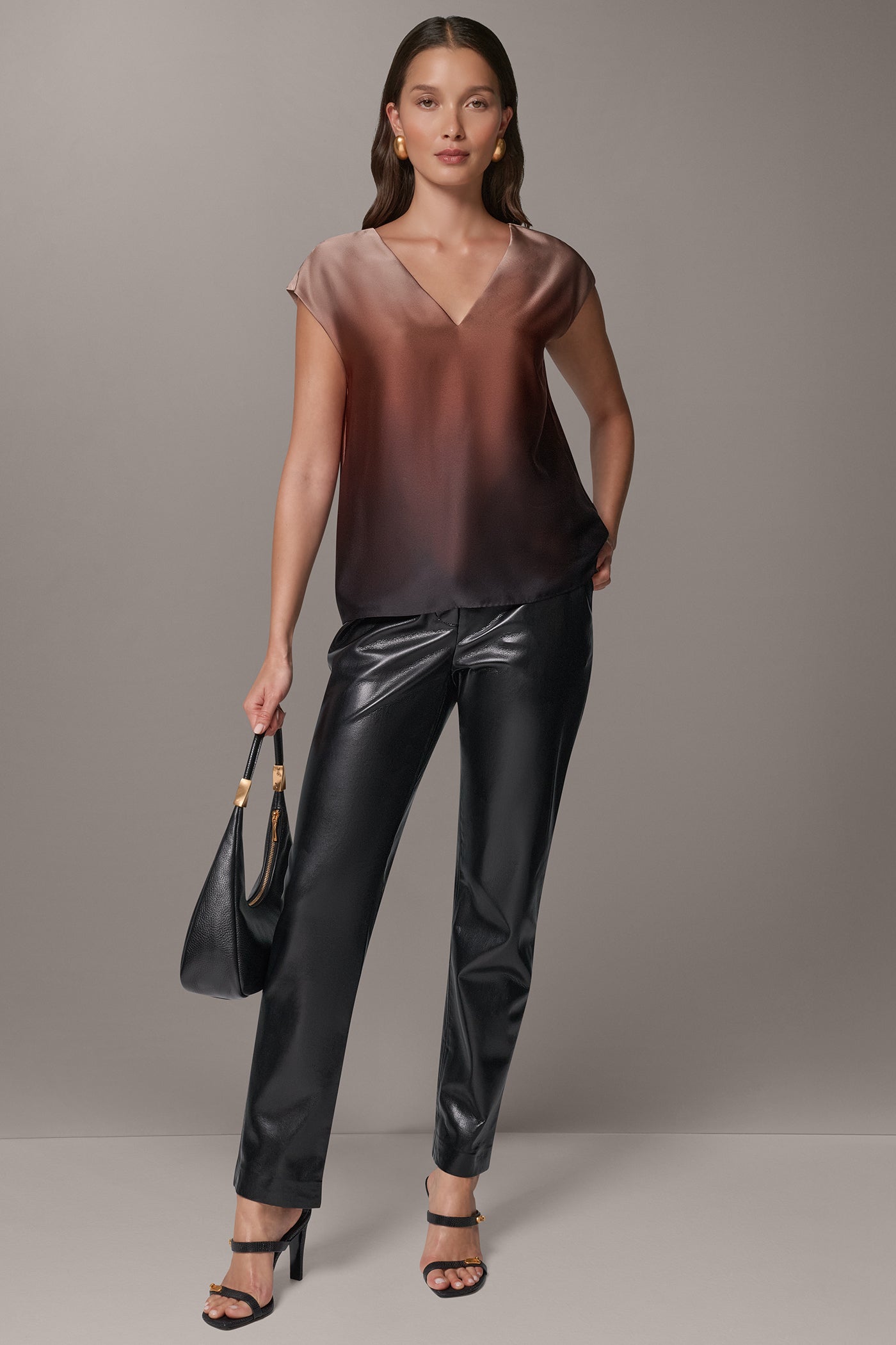 OMBRE V-NECK CAP SLEEVE TOP VIEW 6