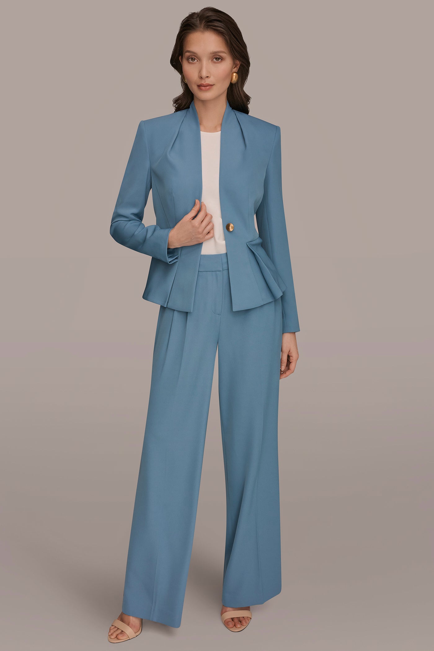 COLLARLESS PLEATED PEPLUM BLAZER VIEW 10 | Matching Sets