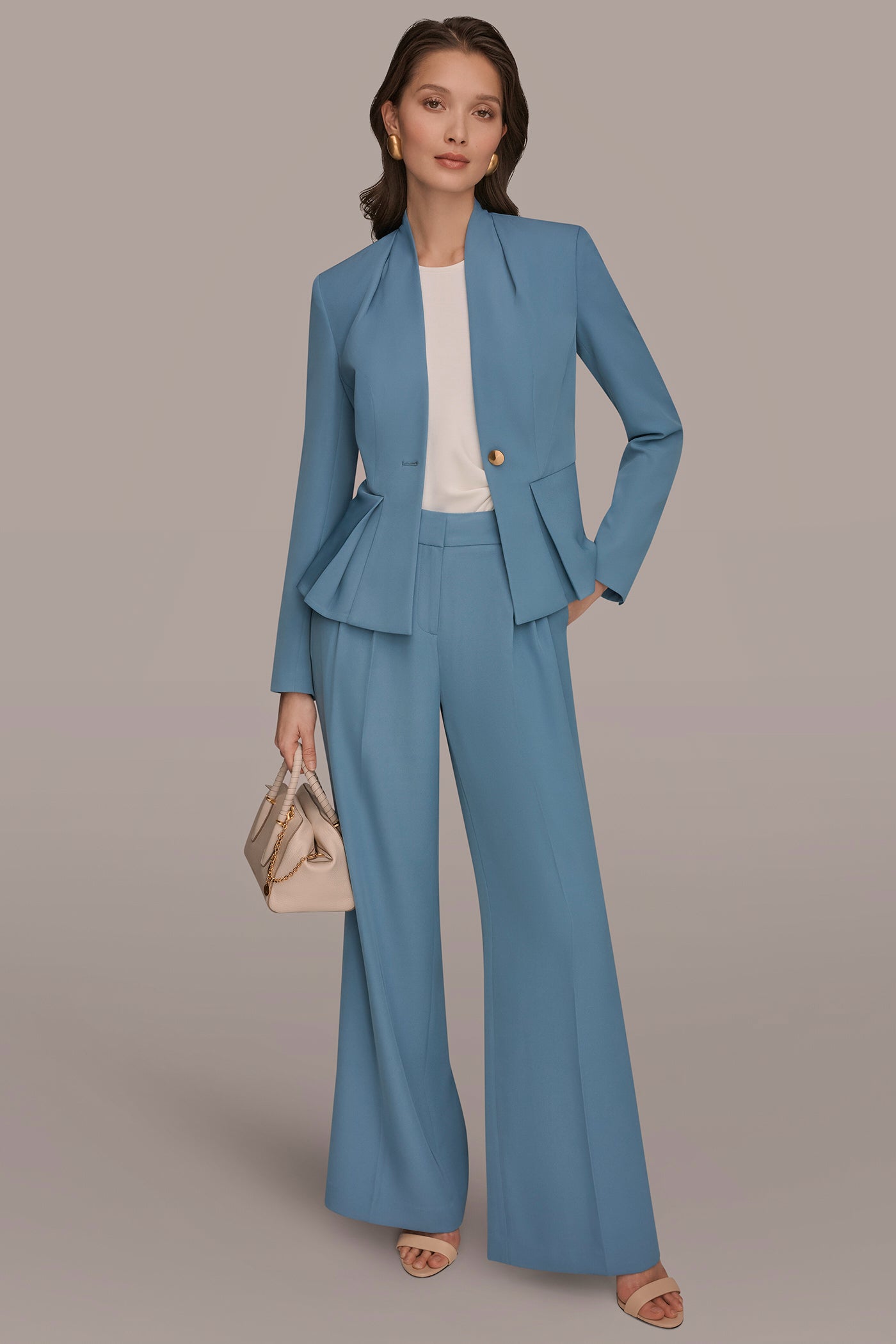 COLLARLESS PLEATED PEPLUM BLAZER VIEW 11 | Matching Sets