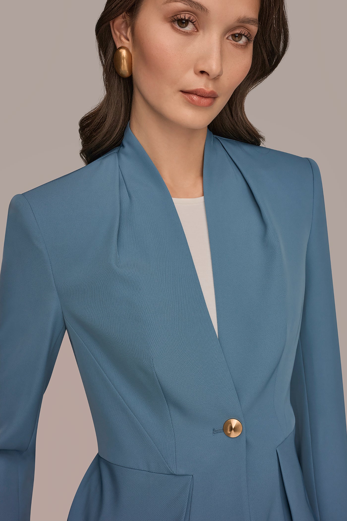 COLLARLESS PLEATED PEPLUM BLAZER VIEW 4 | Matching Sets