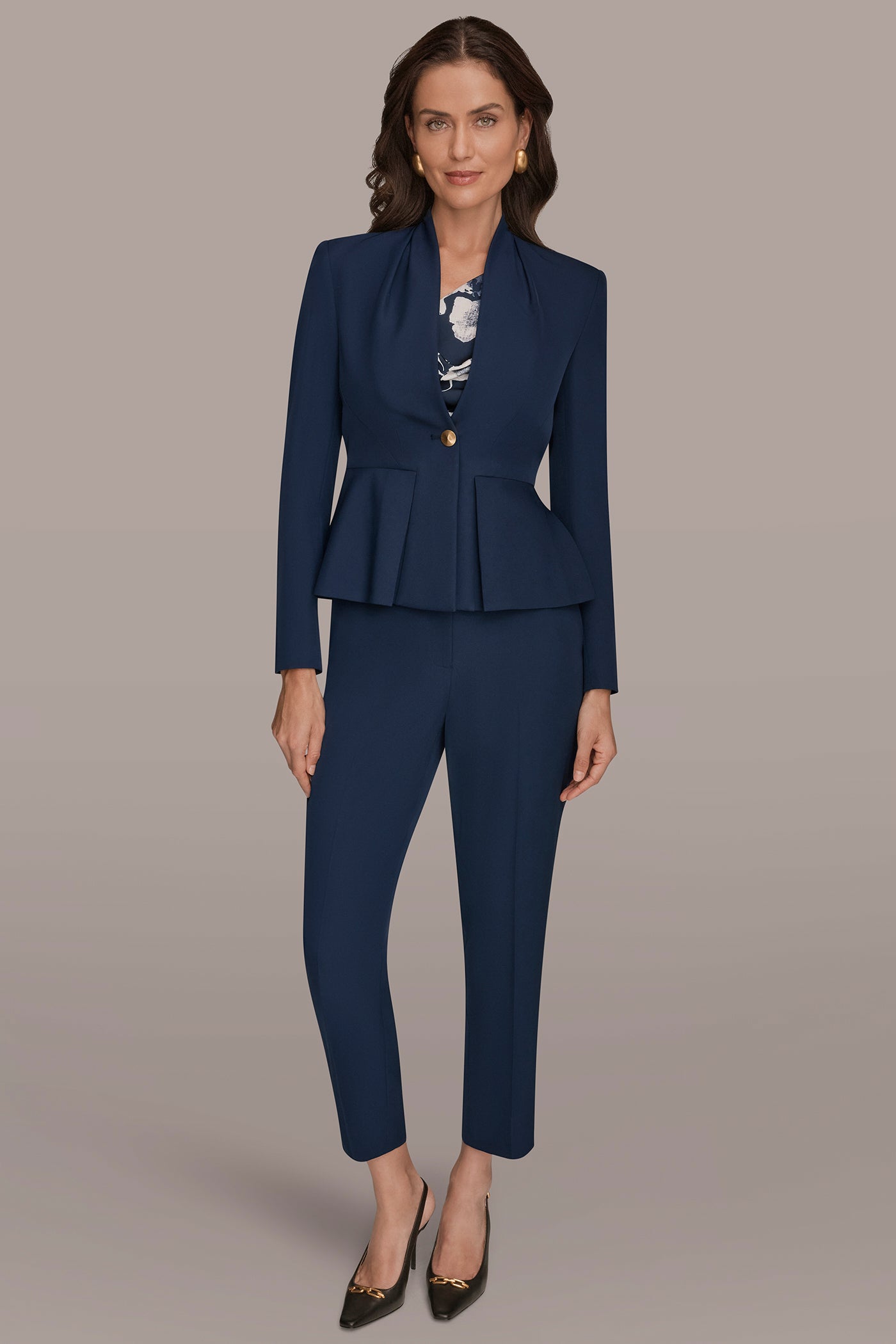 COLLARLESS PLEATED PEPLUM BLAZER VIEW 7 | Matching Sets