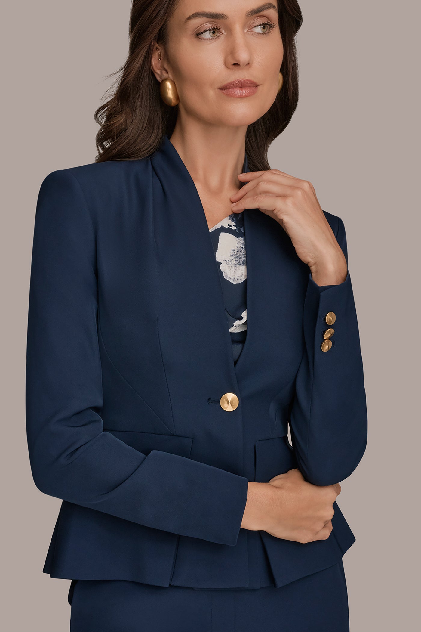 COLLARLESS PLEATED PEPLUM BLAZER VIEW 4 | Matching Sets