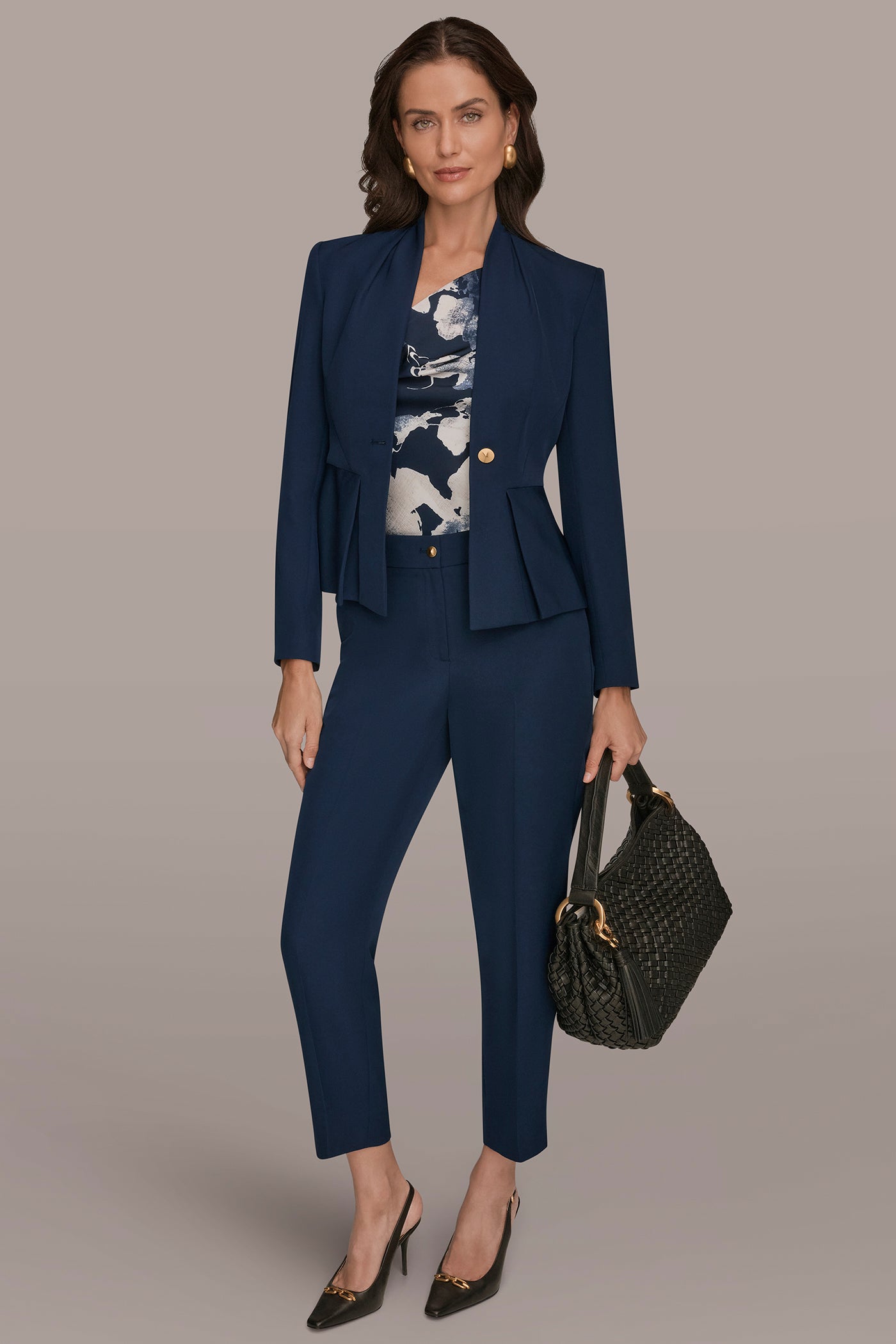 COLLARLESS PLEATED PEPLUM BLAZER VIEW 8 | Matching Sets