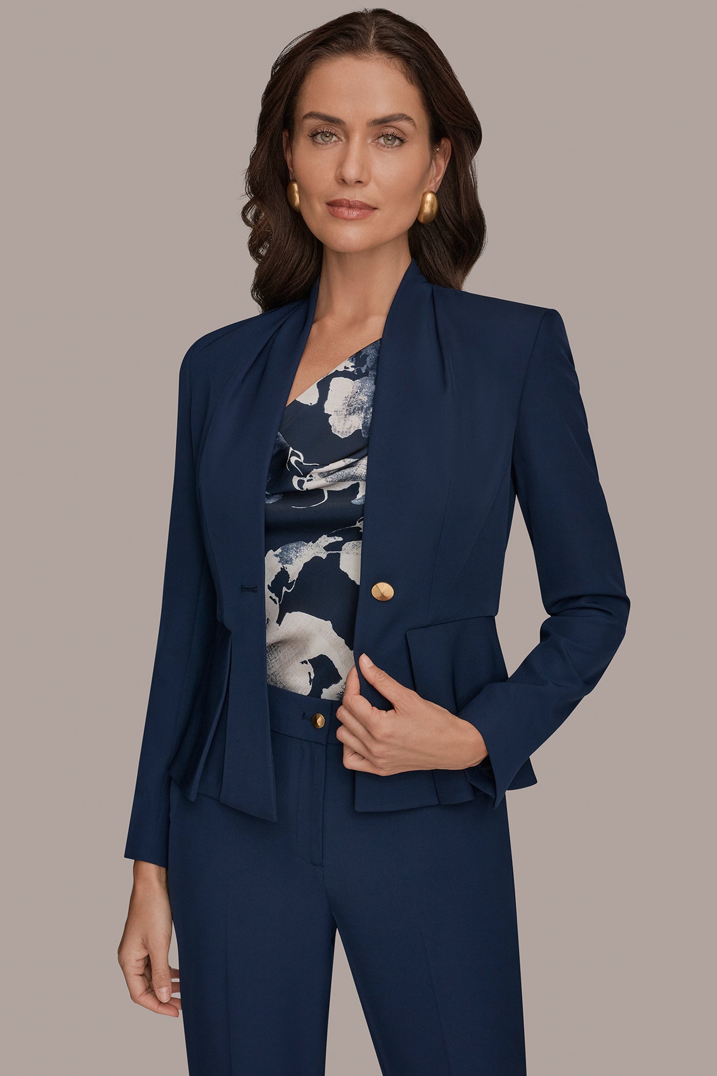COLLARLESS PLEATED PEPLUM BLAZER VIEW 6 | Matching Sets