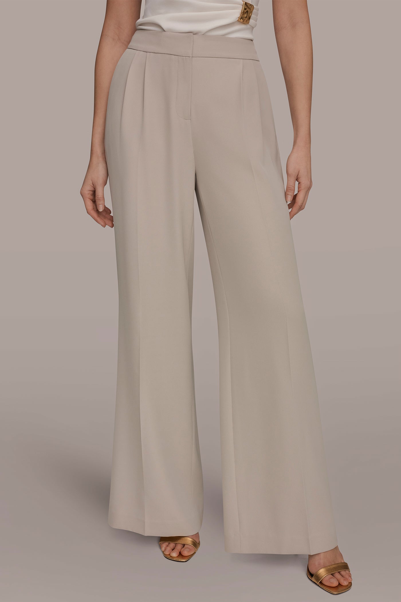 MID-RISE PLEATED WIDE-LEG SUIT PANT | View 1 | Pants