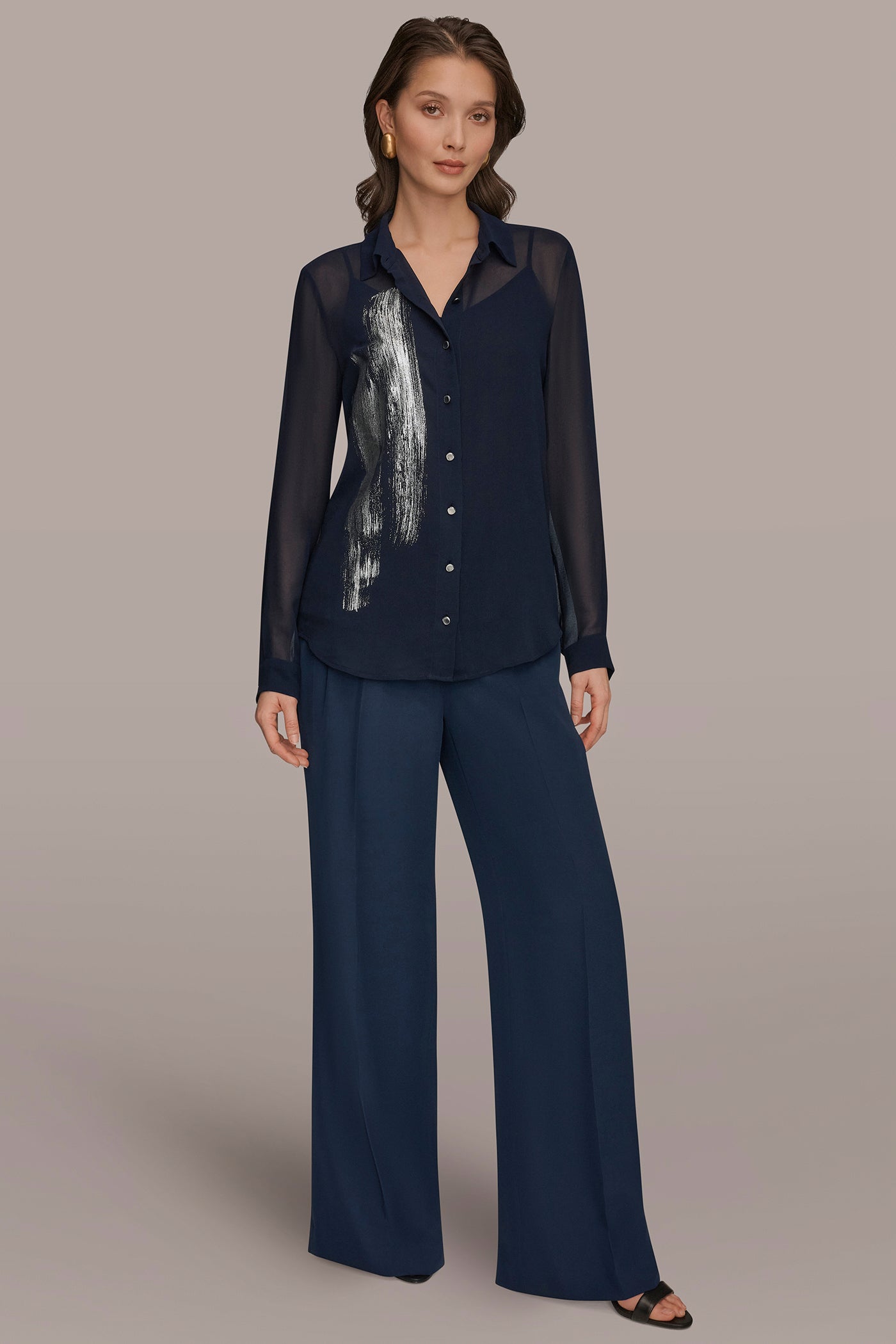 METALLIC BRUSHSTROKE BLOUSE VIEW 7 | Suits and Separates