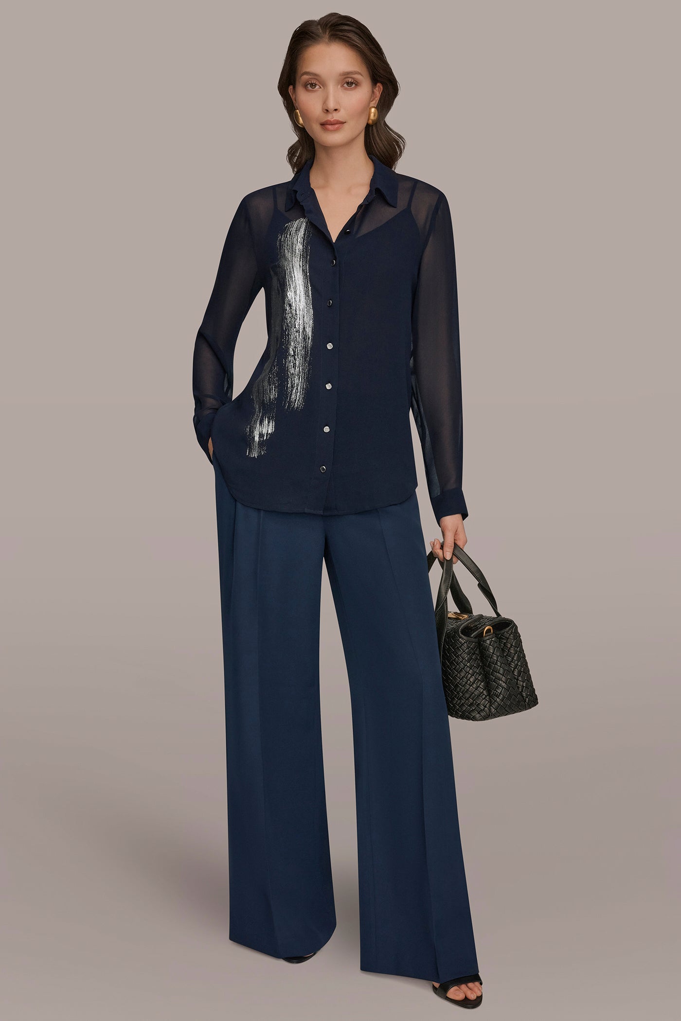METALLIC BRUSHSTROKE BLOUSE VIEW 6 | Suits and Separates