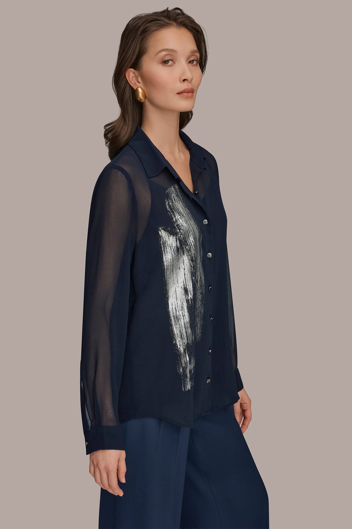 METALLIC BRUSHSTROKE BLOUSE VIEW 3 | Suits and Separates