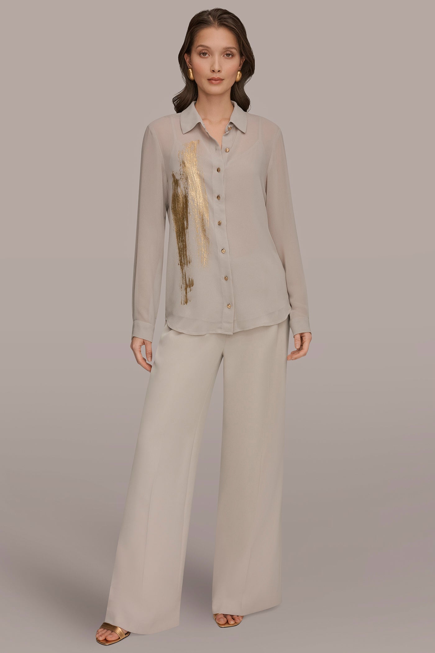 METALLIC BRUSHSTROKE BLOUSE VIEW 5 | Tops